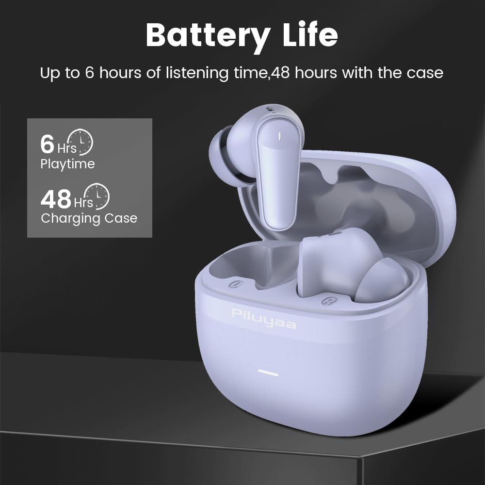 Piluyaa Wireless Earbuds Bluetooth 5.4 Headphones in Ear Buds, True ANC+ENC Noise Cancelling Earbuds, HiFi Stereo Deep Bass Earphones for Sports/Workout-Black thumbnail 4