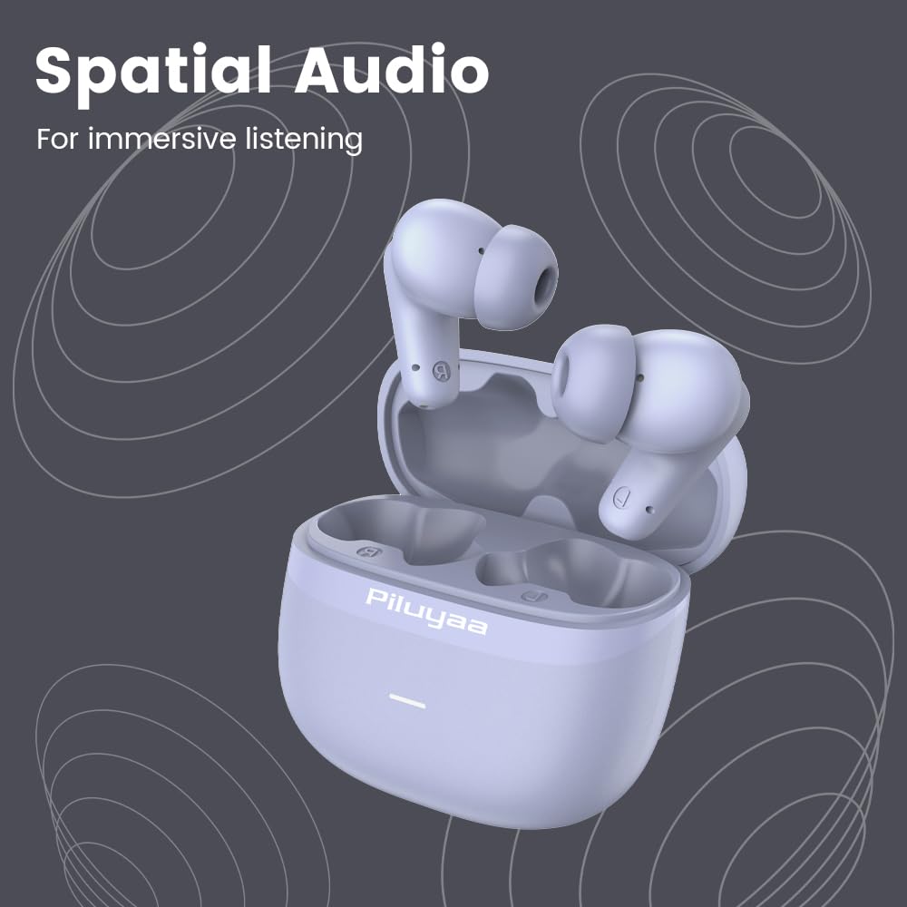 Piluyaa Wireless Earbuds Bluetooth 5.4 Headphones in Ear Buds, True ANC+ENC Noise Cancelling Earbuds, HiFi Stereo Deep Bass Earphones for Sports/Workout-Black thumbnail 5