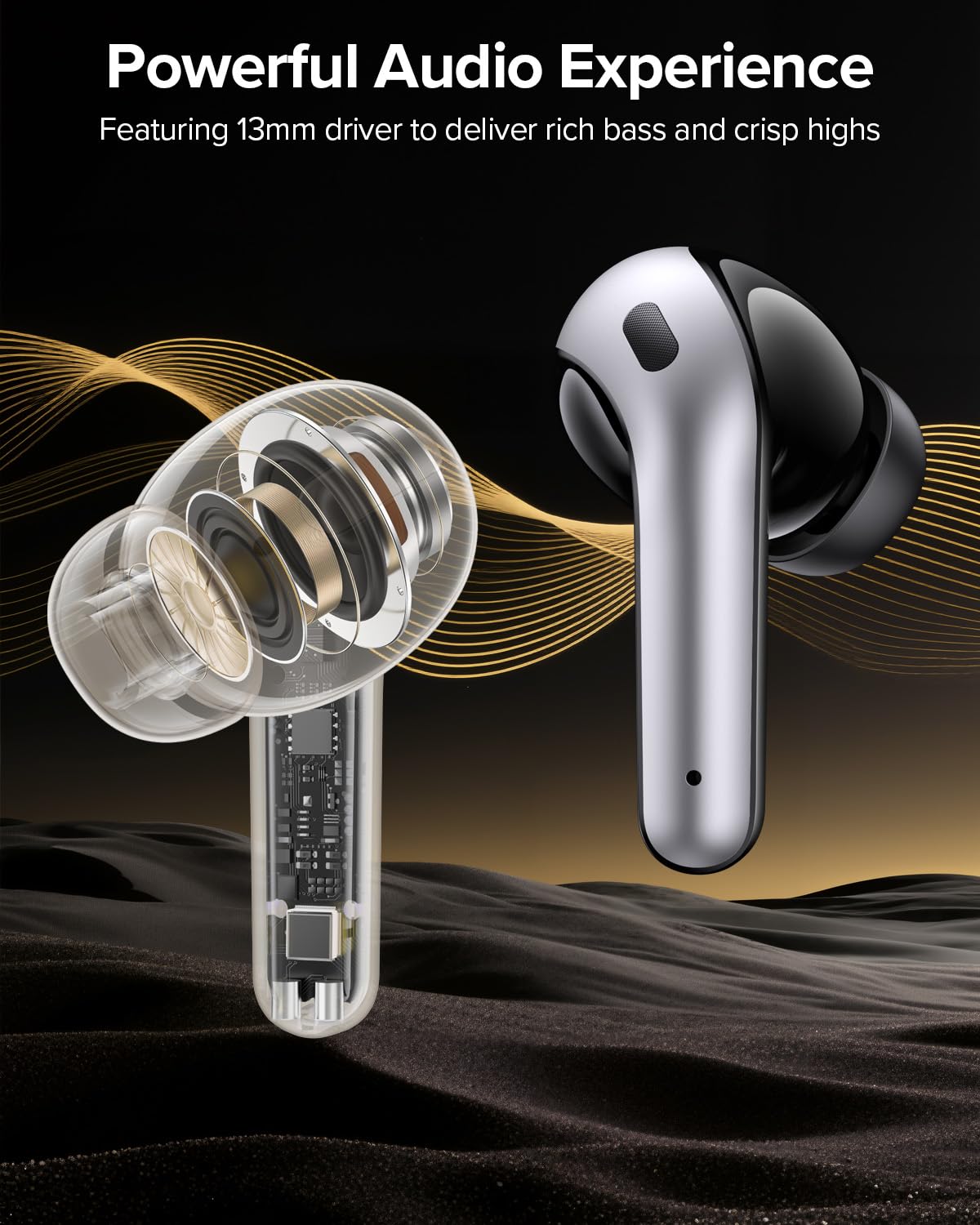 TAGRY Bluetooth Headphones True Wireless Earbuds 60H Playback LED Power Display Earphones with Wireless Charging Case IPX5 Waterproof in-Ear Ear buds with Mic for TV Smart Phone Laptop Computer Sports thumbnail 4