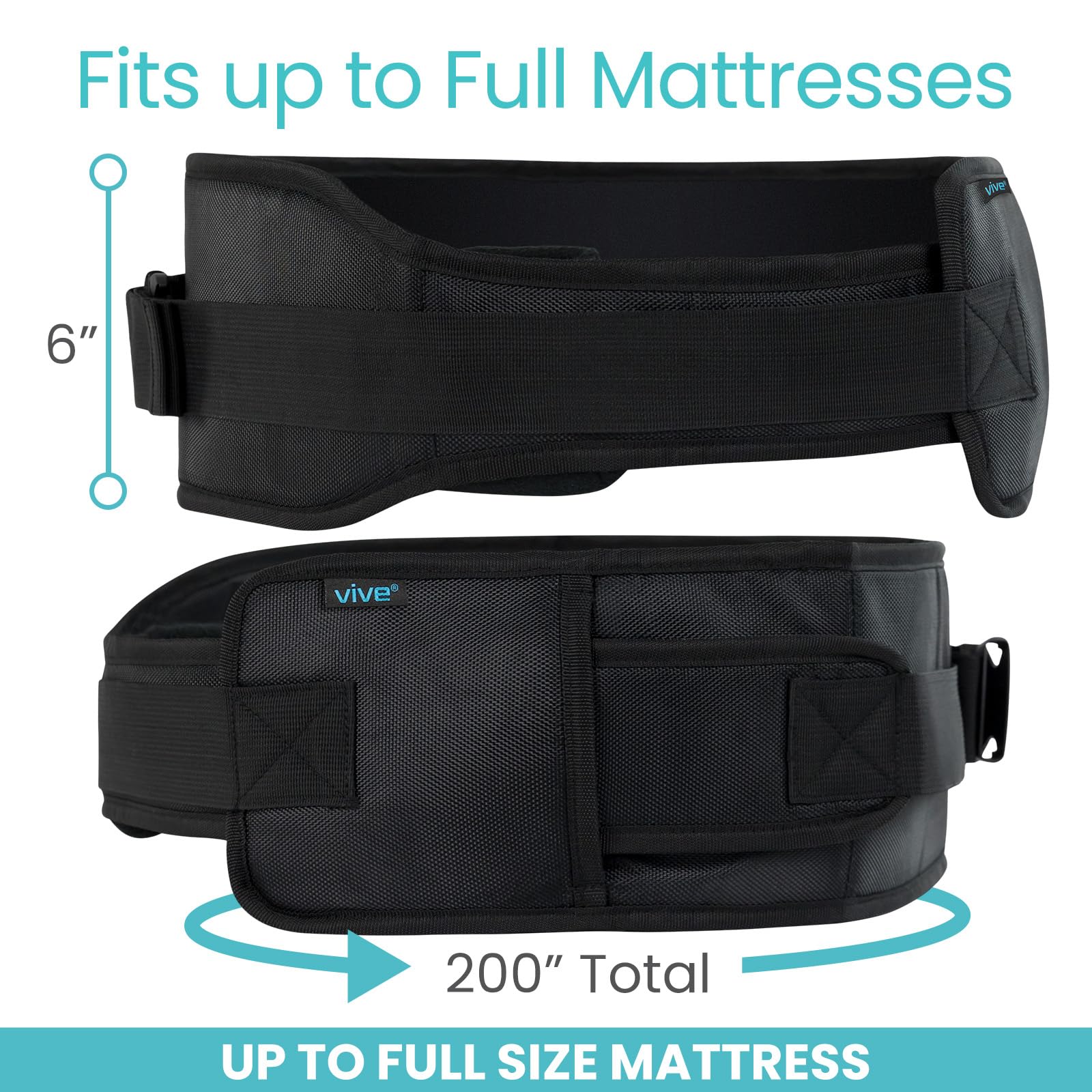 Vive Bed Restraints for Elderly Dementia Patients - Safety Belt for Wheelchair &amp;Bed - Fall Prevention Device for Seniors - Adjustable Strap and Cushioned Waist Belt for Hospital Caregivers thumbnail 3