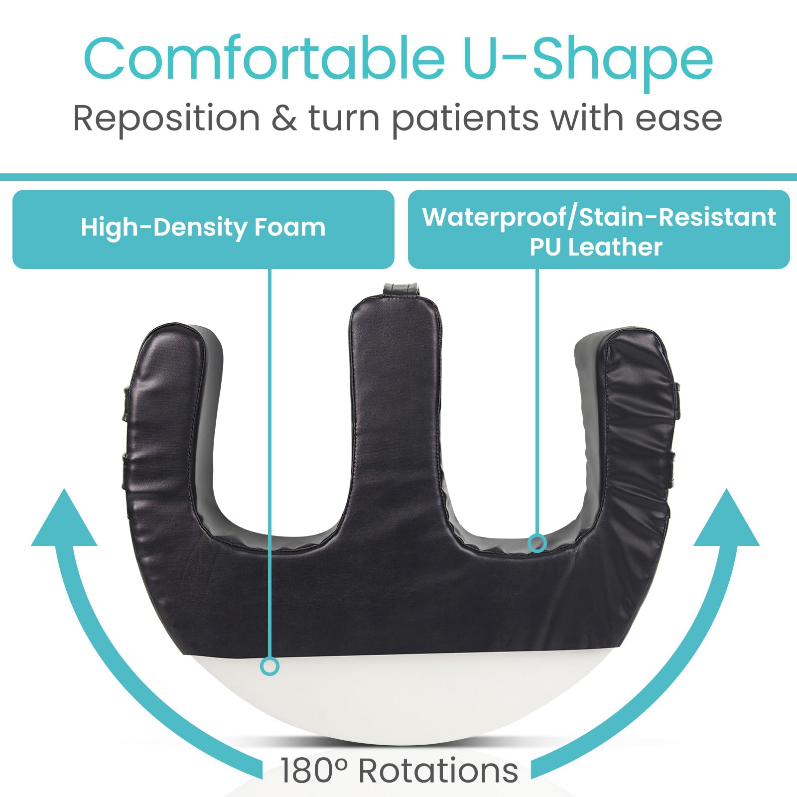 Vive Patient Turning Device - Bedridden Patient Turnover Pillow for Adults &amp; Elderly - Anti Pressure &amp; Bedsore Positioning Pillow - U Shaped Easy Roller Bedroll Assist - Adult Diaper Changing Aid thumbnail 3