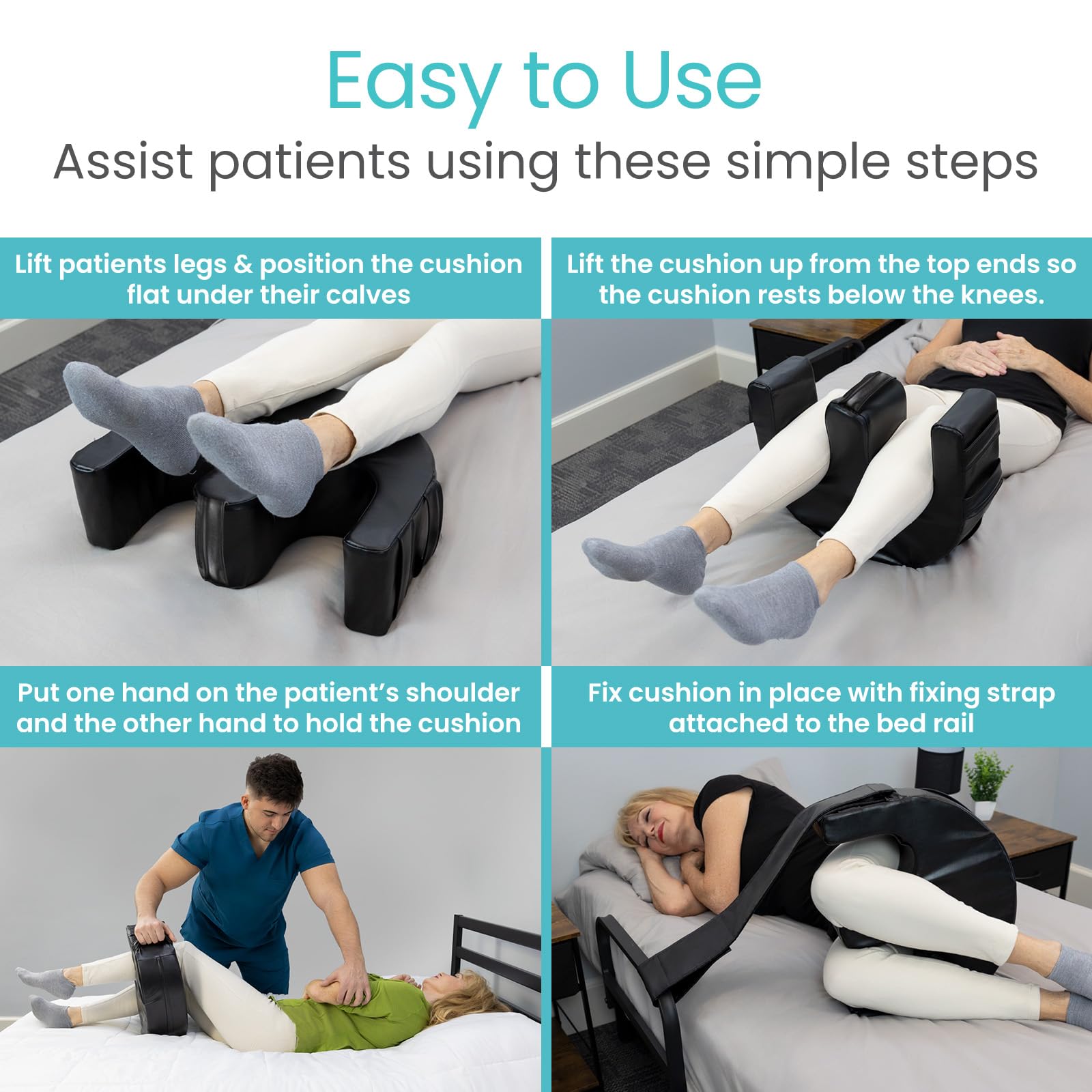 Vive Patient Turning Device - Bedridden Patient Turnover Pillow for Adults &amp; Elderly - Anti Pressure &amp; Bedsore Positioning Pillow - U Shaped Easy Roller Bedroll Assist - Adult Diaper Changing Aid thumbnail 4