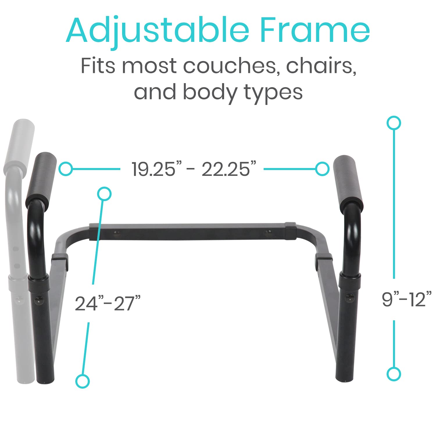 Vive Stand Assist - Mobility Standing Aid Rail for Couch, Chair - Assistance Handle for Patients, Elderly, Seniors and Disabled - Safety Grab Bar for Sitting, Sofa, Home - Adjustable, Portable Device thumbnail 4