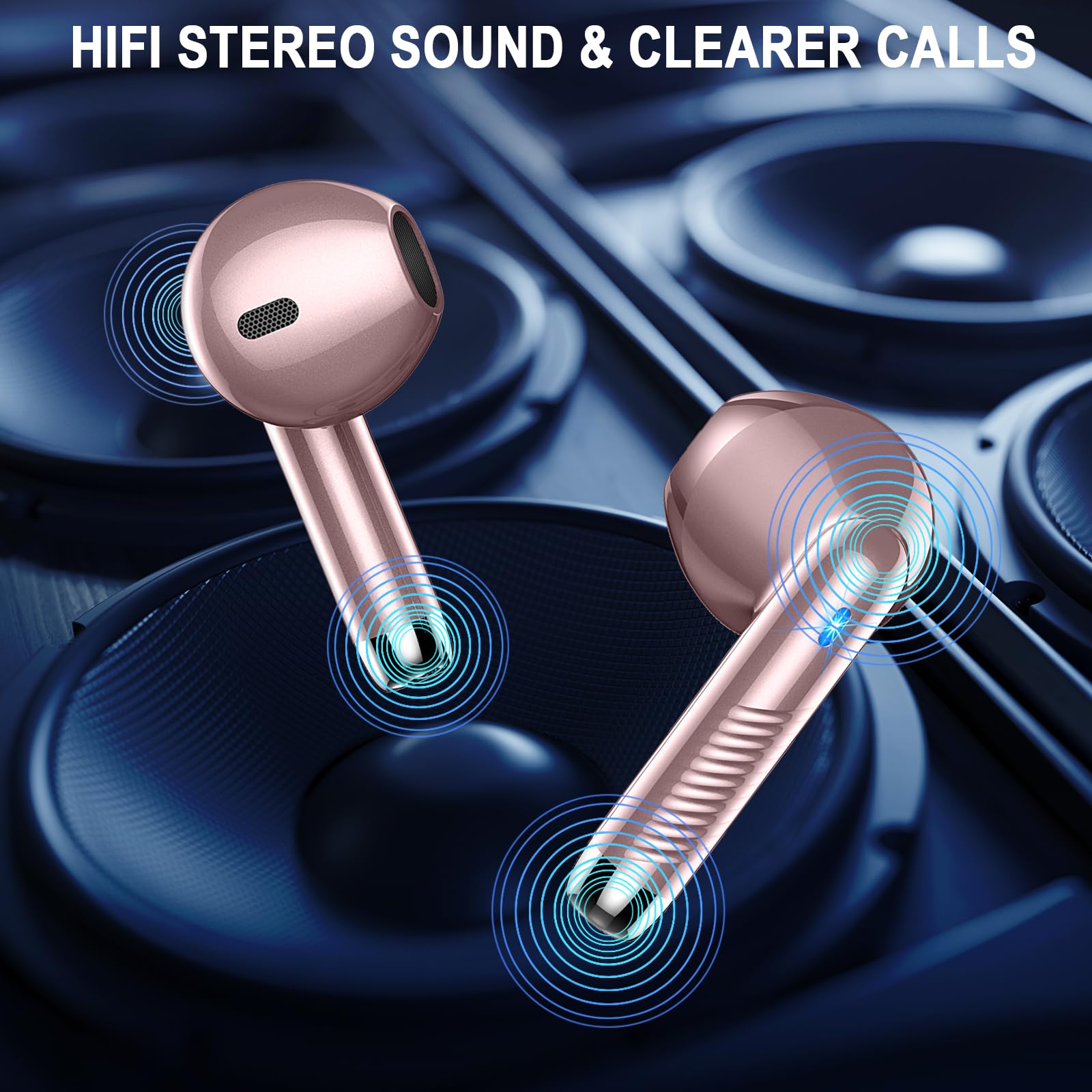 Wireless Earbuds, Bluetooth 5.4 Headphones HiFi Stereo, in Ear Earphones with ENC Noise Cancelling Mics, 40H Playback Ear Buds with Mini Case, IP7 Waterproof Headset with LED Display for Android iOS thumbnail 2