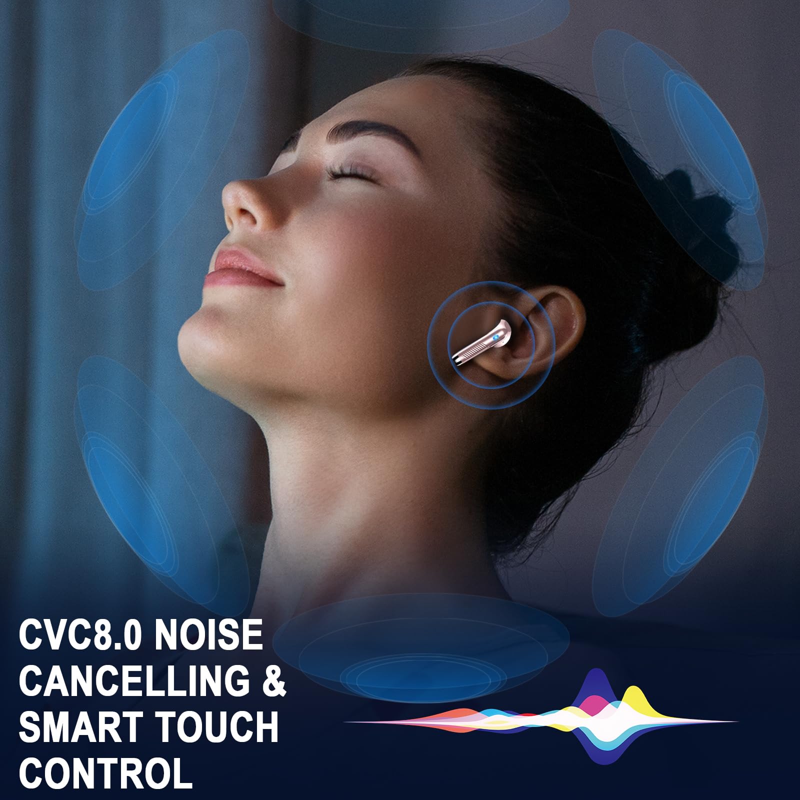 Wireless Earbuds, Bluetooth 5.4 Headphones HiFi Stereo, in Ear Earphones with ENC Noise Cancelling Mics, 40H Playback Ear Buds with Mini Case, IP7 Waterproof Headset with LED Display for Android iOS thumbnail 4