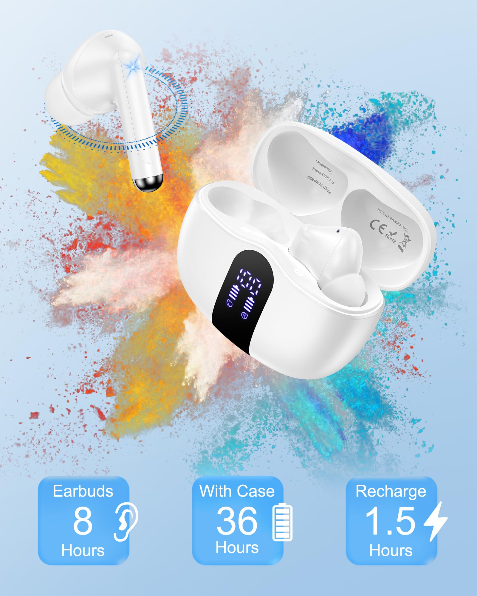Wireless Earphones for iPhone 17 Pro Max, 17pro, iPhone Air 16e 16 15, Noise Cancelling in Ear Buds, Bluetooth Headphone Mini Comfortable Earpods for Apple, Android Samsung Galaxy, Pixel Pods thumbnail 3