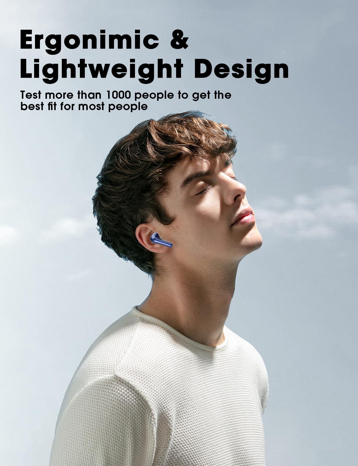 wyness Wireless Earbuds Bluetooth 5.3 Ear Buds, Hi-Fi Stereo Bass Ear Buds with 48H Playtime &amp; LED Display, Lightweight in-Ear Headphones with Mic, IPX7 Waterproof, Touch Control for iPhone thumbnail 3