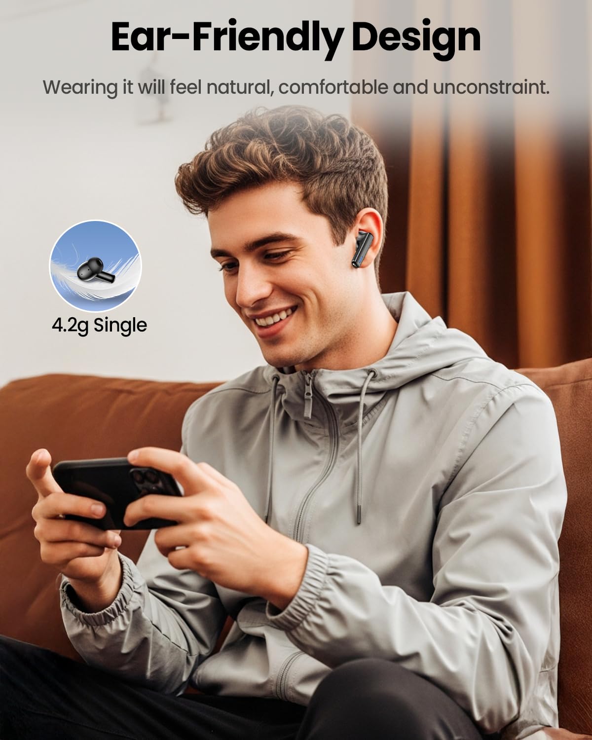 ZIUTY Wireless Earbuds Bluetooth Headphones, ANC/ENC Noise Cancelling, Ear Buds with Multifuntional Touch Screen, 40H Stereo Sound for Sports, IPX7 Clear Calls, 5 EQ for iOS Android (Jet Black) thumbnail 5