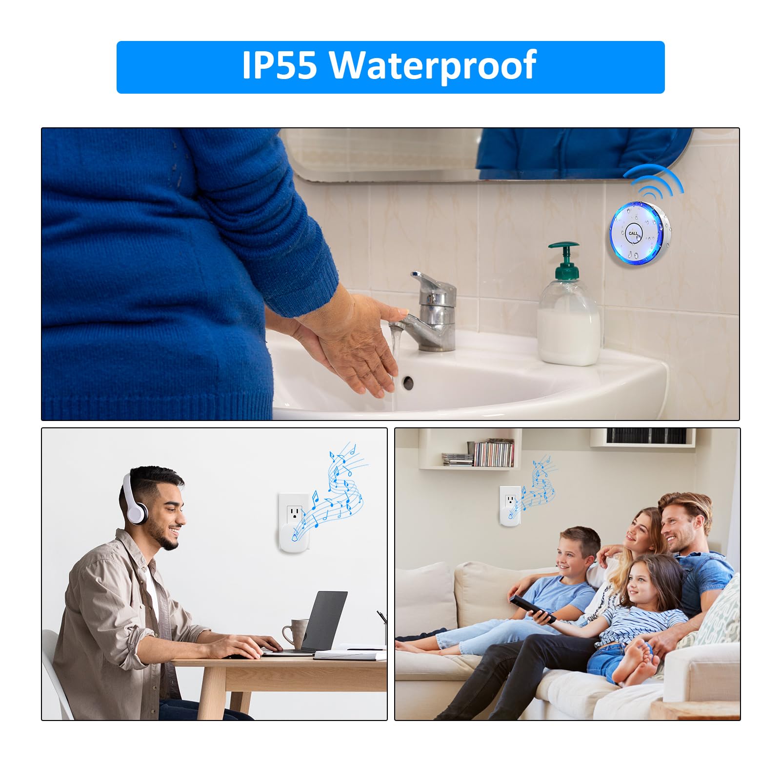 Caregiver Pager Wireless Call Button for Home, Life Alert SOS for Monitoring Elderly Assistance Products Emergency Bell Panic Button Nurse Calling for Seniors Patients Disabled Care,Waterproof thumbnail 3