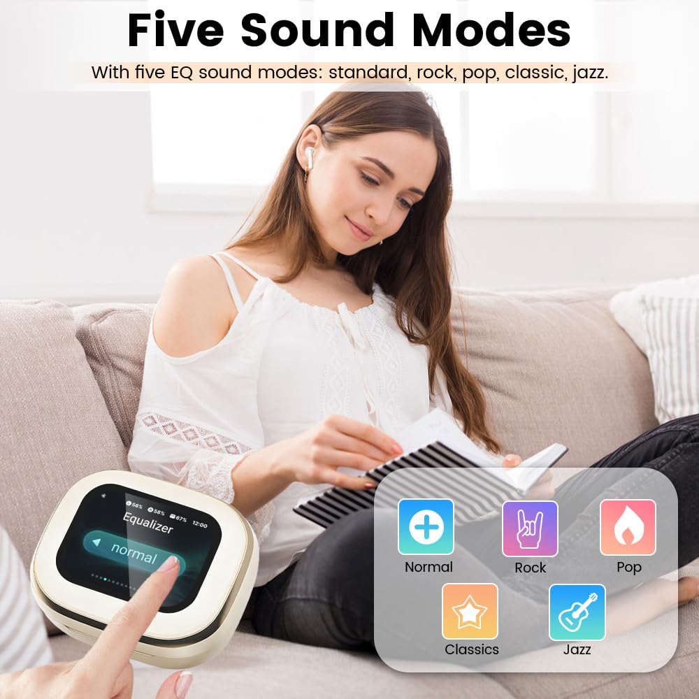 Faifxo Wireless Earbuds, Bluetooth 5.4 Headphones in Ear with Smart Touchscreen Case, ANC Noise Cancelling Ear Buds, 60H Playtime for Sports &amp; Working, Bass Stereo Sound for iPhone/Android (Black) thumbnail 3