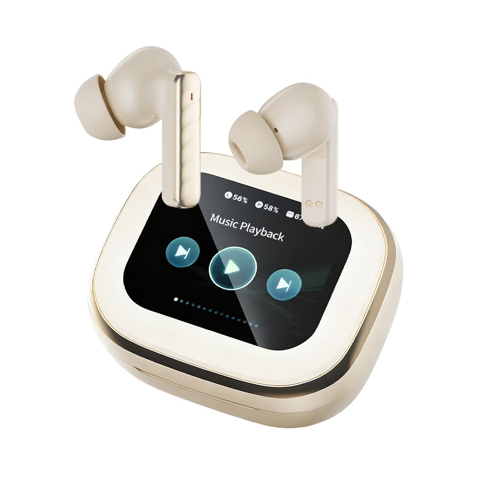 Faifxo Wireless Earbuds, Bluetooth 5.4 Headphones in Ear with Smart Touchscreen Case, ANC Noise Cancelling Ear Buds, 60H Playtime for Sports & Working, Bass Stereo Sound for iPhone/Android (Black) image 1