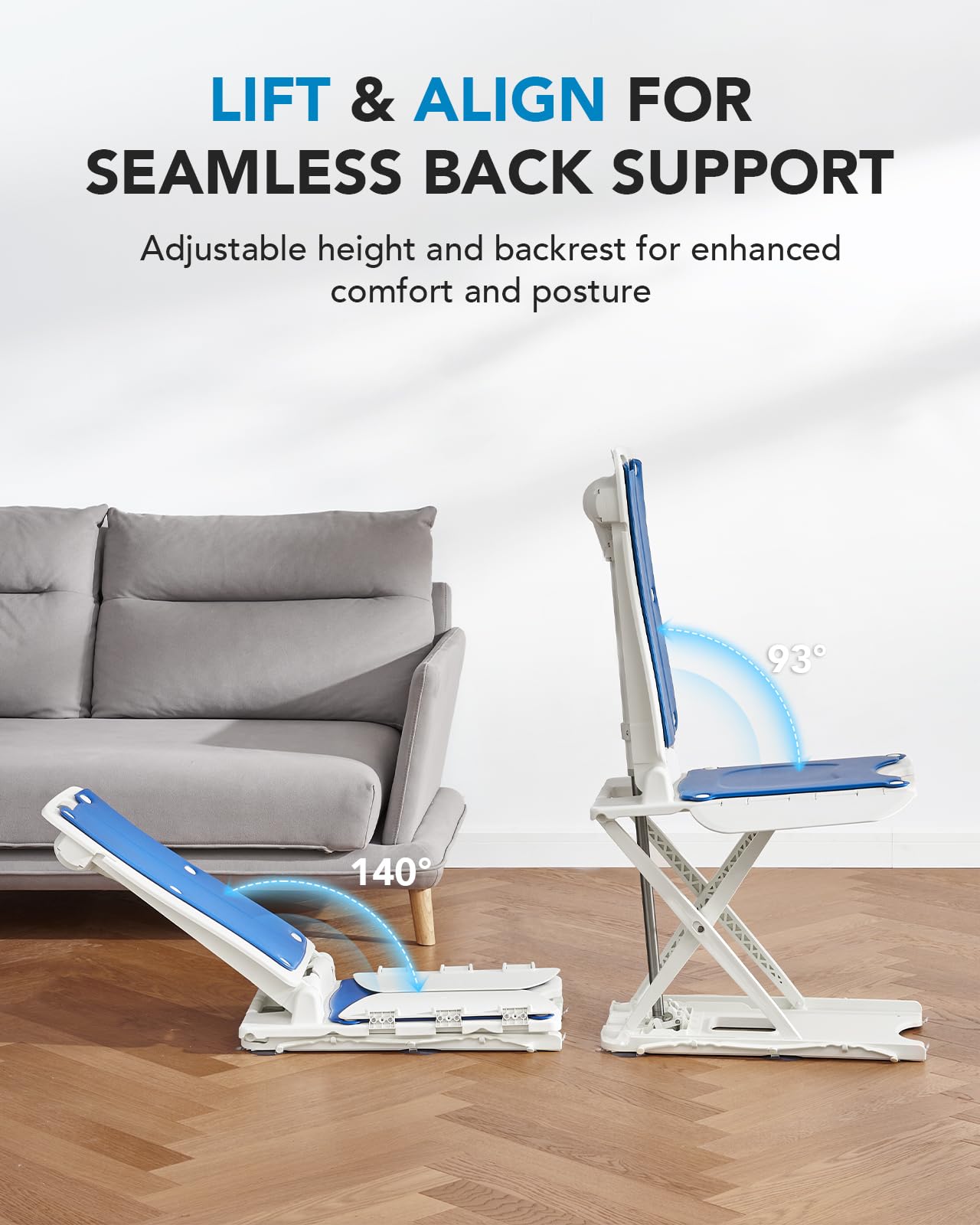 HUANUO 2-in-1 Electric Chair Lift for Elderly – Floor Lift &amp; IP68 Waterproof Bath Lift for Tub, Foldable, 308 lbs Capacity, Remote Control, Height Adjustable 2.3"-18.9", for Fall Recovery &amp; Home Care thumbnail 3