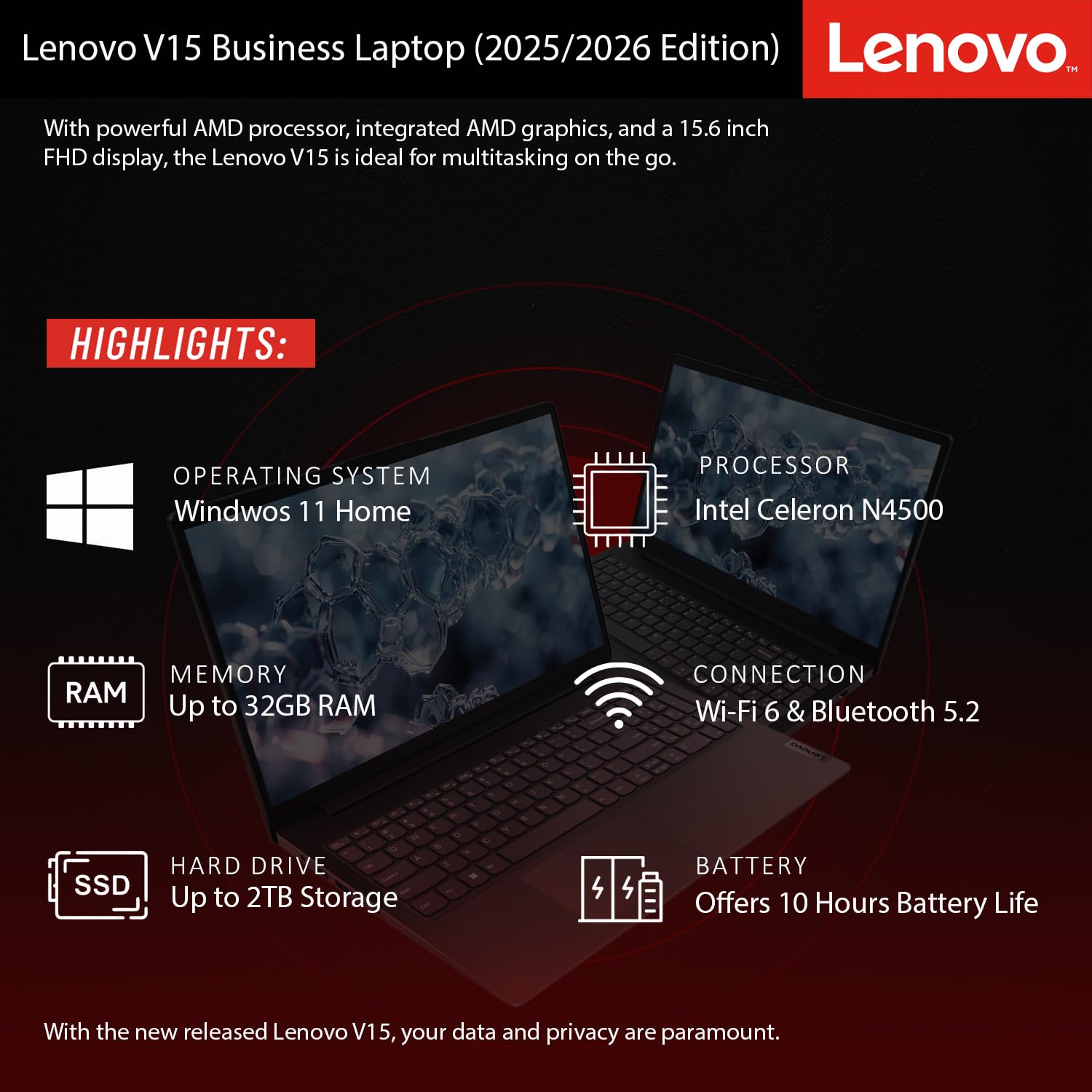 Lenovo New V15 Business Laptop 2025/2026 Edition thumbnail 4