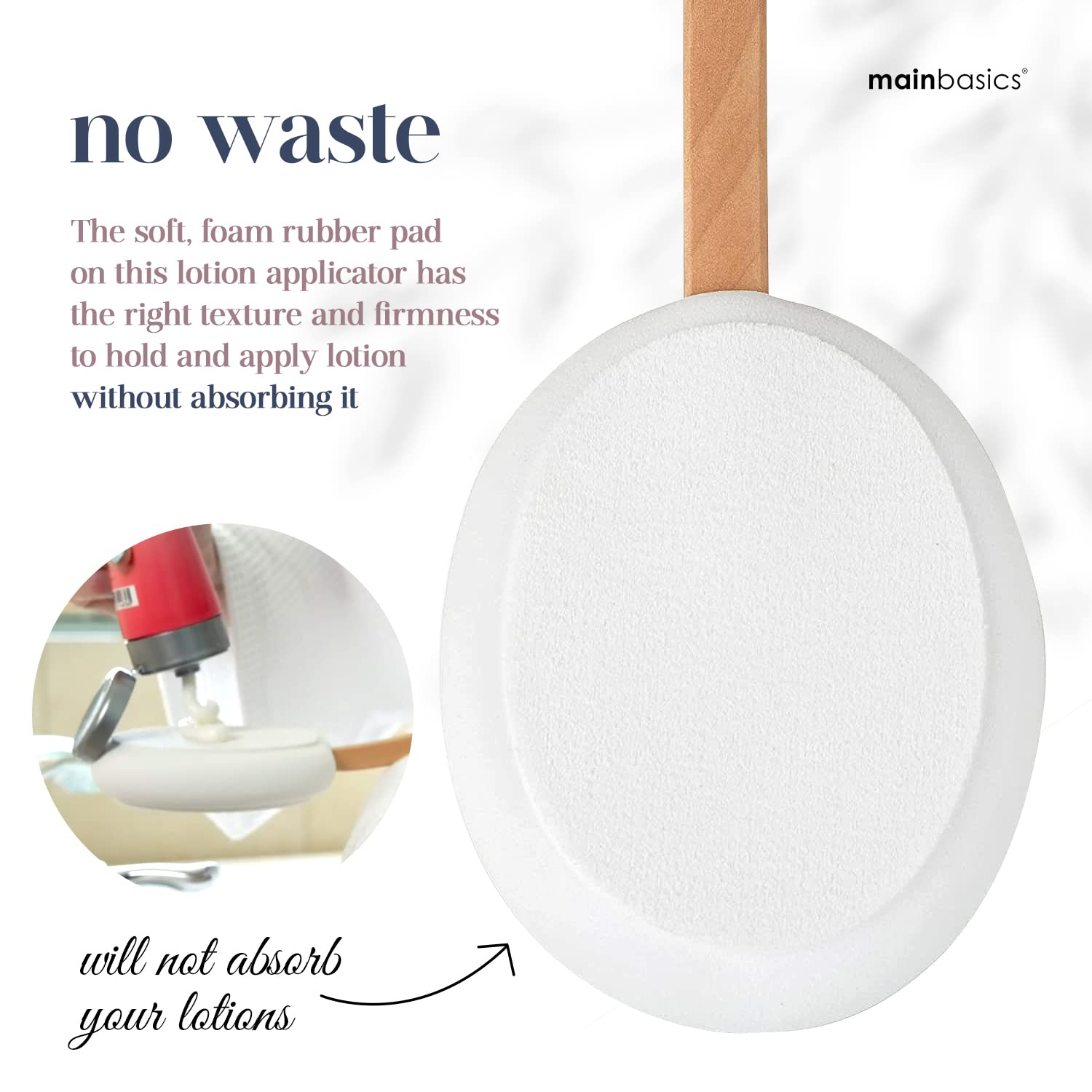 MainBasics Back Lotion Applicator - Long Handle, Washable, Ideal for Self and Elderly Use with Skin Cream, Medicine, Sunscreen, Moisturizer, Tanner, Lotion thumbnail 4