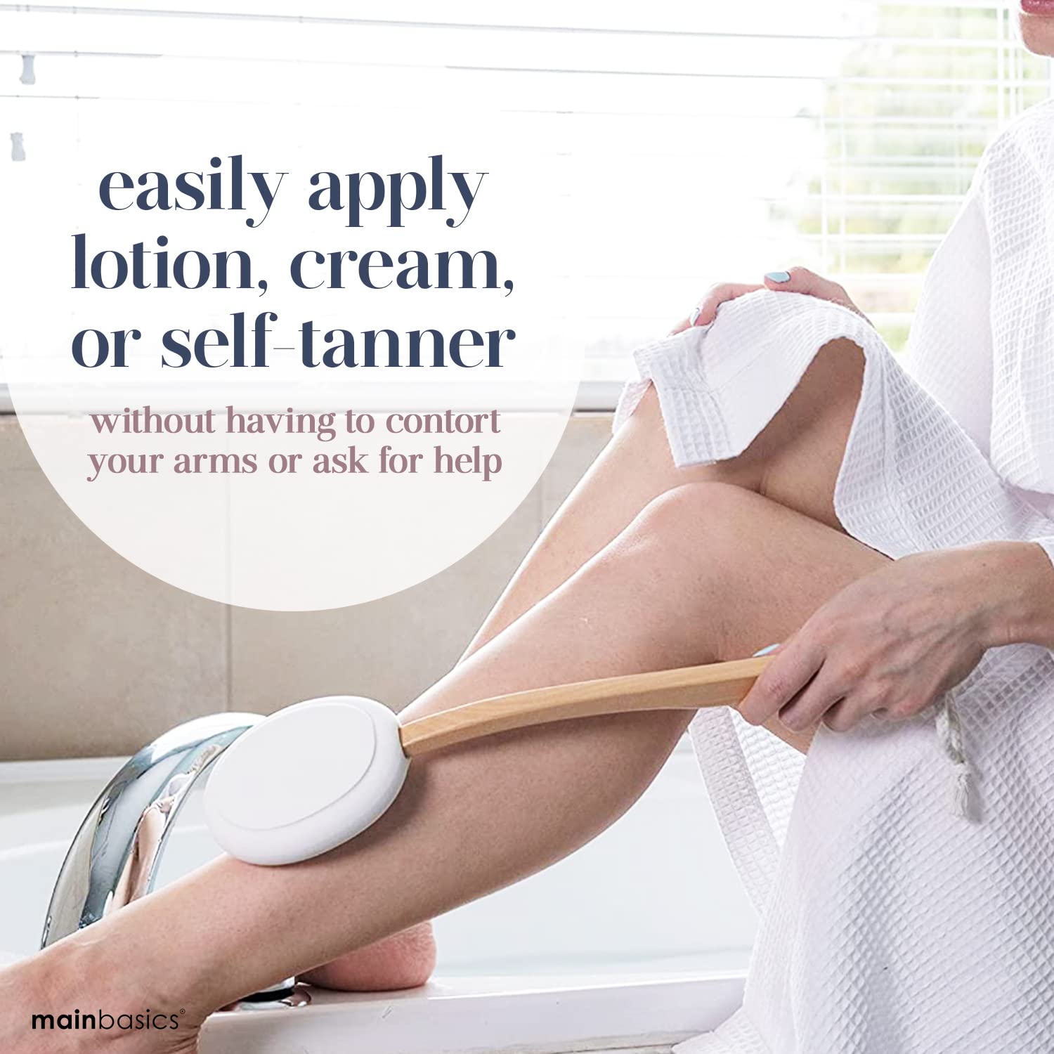 MainBasics Back Lotion Applicator - Long Handle, Washable, Ideal for Self and Elderly Use with Skin Cream, Medicine, Sunscreen, Moisturizer, Tanner, Lotion thumbnail 5