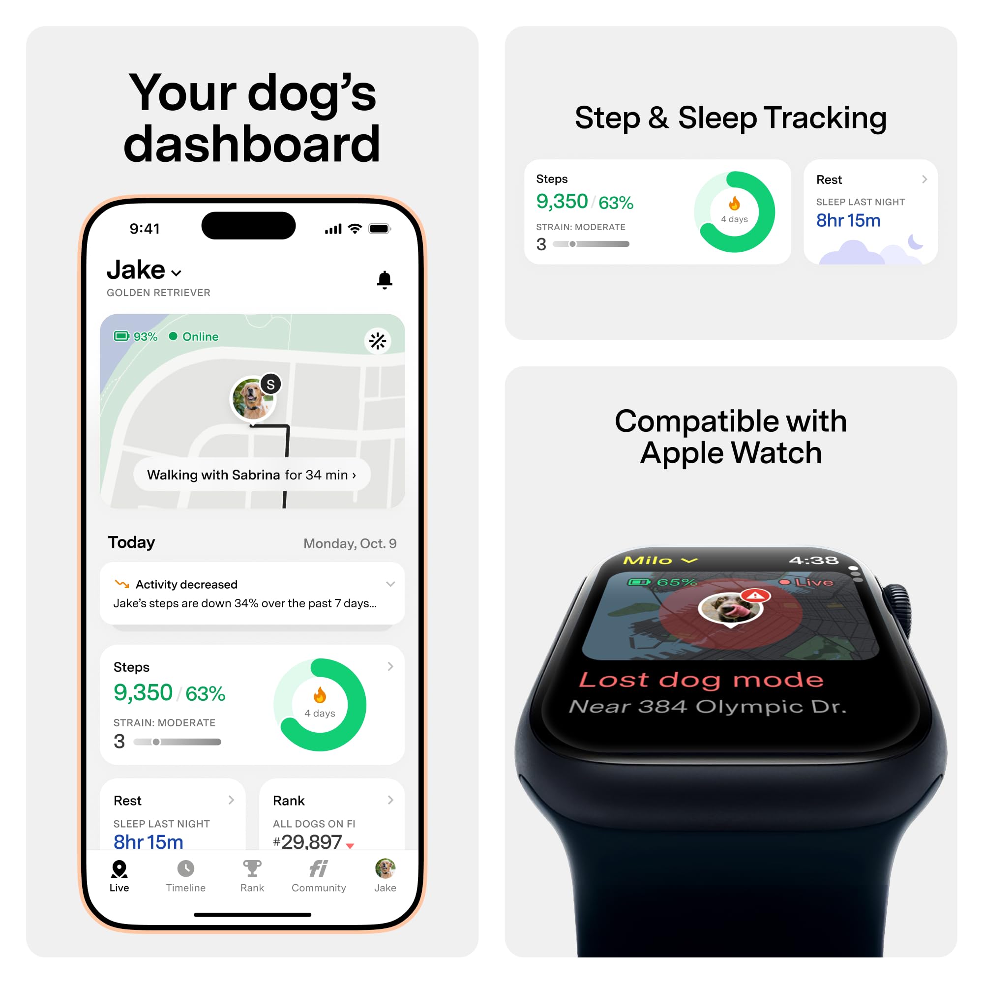 New Fi Series 3+ Smart Dog Collar - GPS Dog Tracker and Activity &amp; New Fitness Monitor, Waterproof, LED Light, Escape Alerts, Nationwide Coverage [Free 6 Month Membership] (Pink, Medium) thumbnail 3
