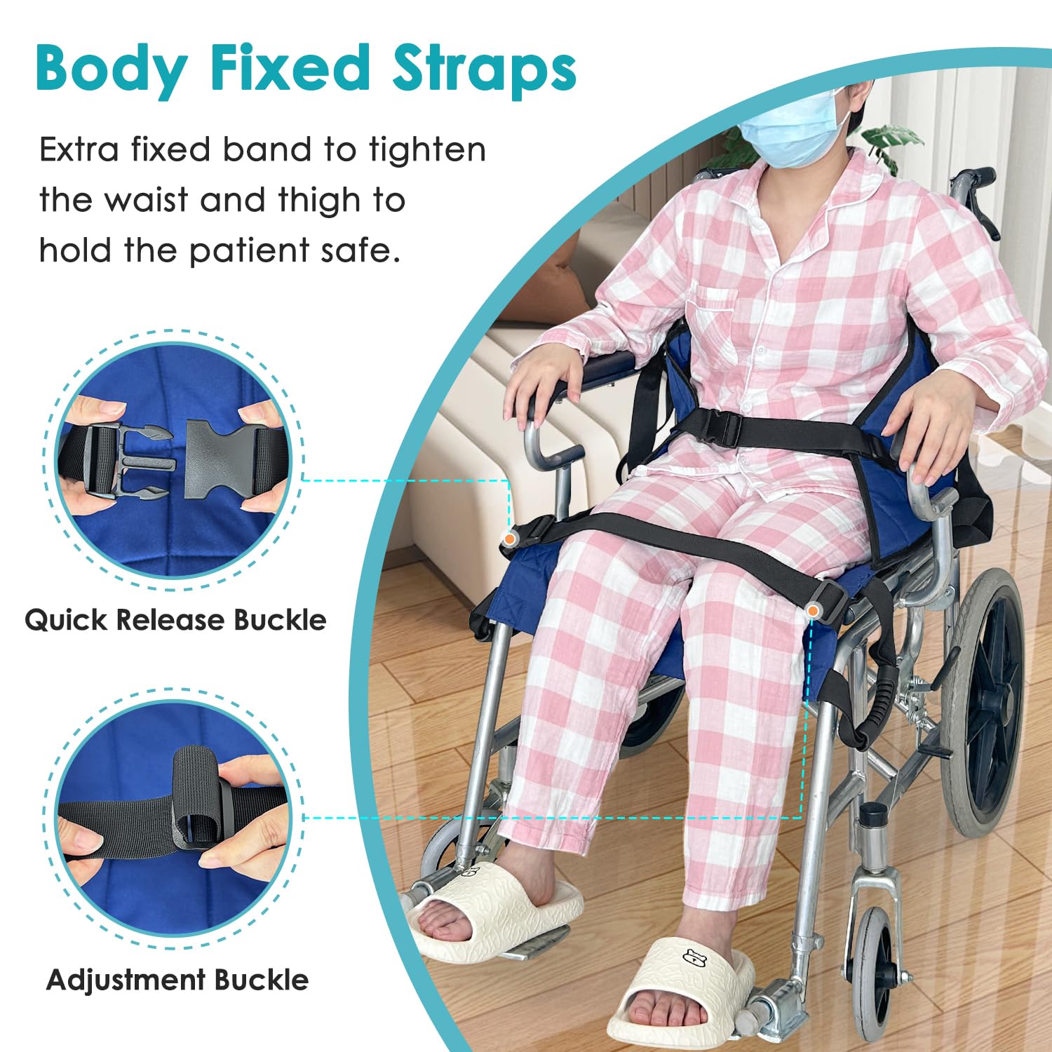 Patient Lift Transfer Belt from Bed to Wheelchair Stair Transfer Emergency Evacuation Chair Pad Safety Medical Lifting Sling Slide Board Transferring for Elderly, Disabled, Adults (Blue - 4 Handles) thumbnail 4