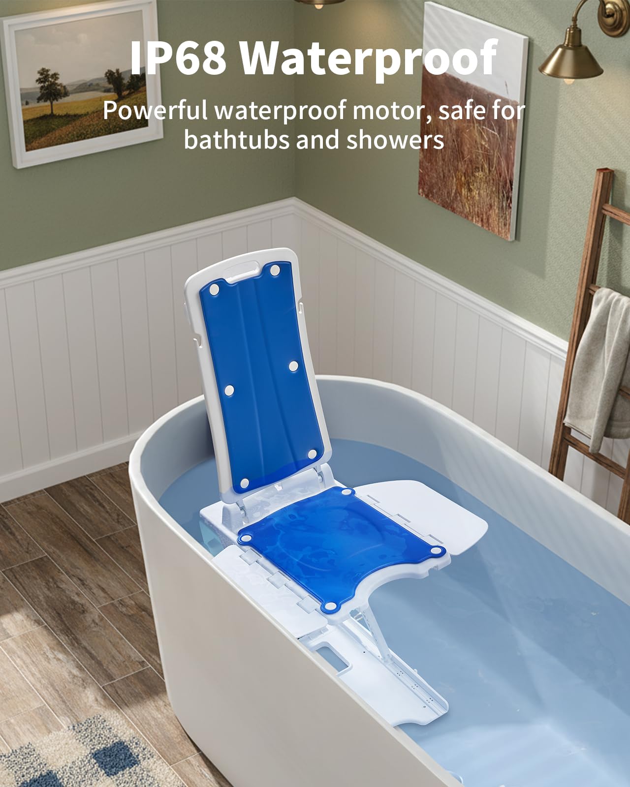 PERLECARE Electric Chair Lift – 308 lbs Floor Lift for Elderly Falls, IP68 Waterproof Bath Lift for Tub, Foldable &amp; Wireless Rechargeable Design, Remote Control, for Fall Recovery &amp; Home Care thumbnail 5