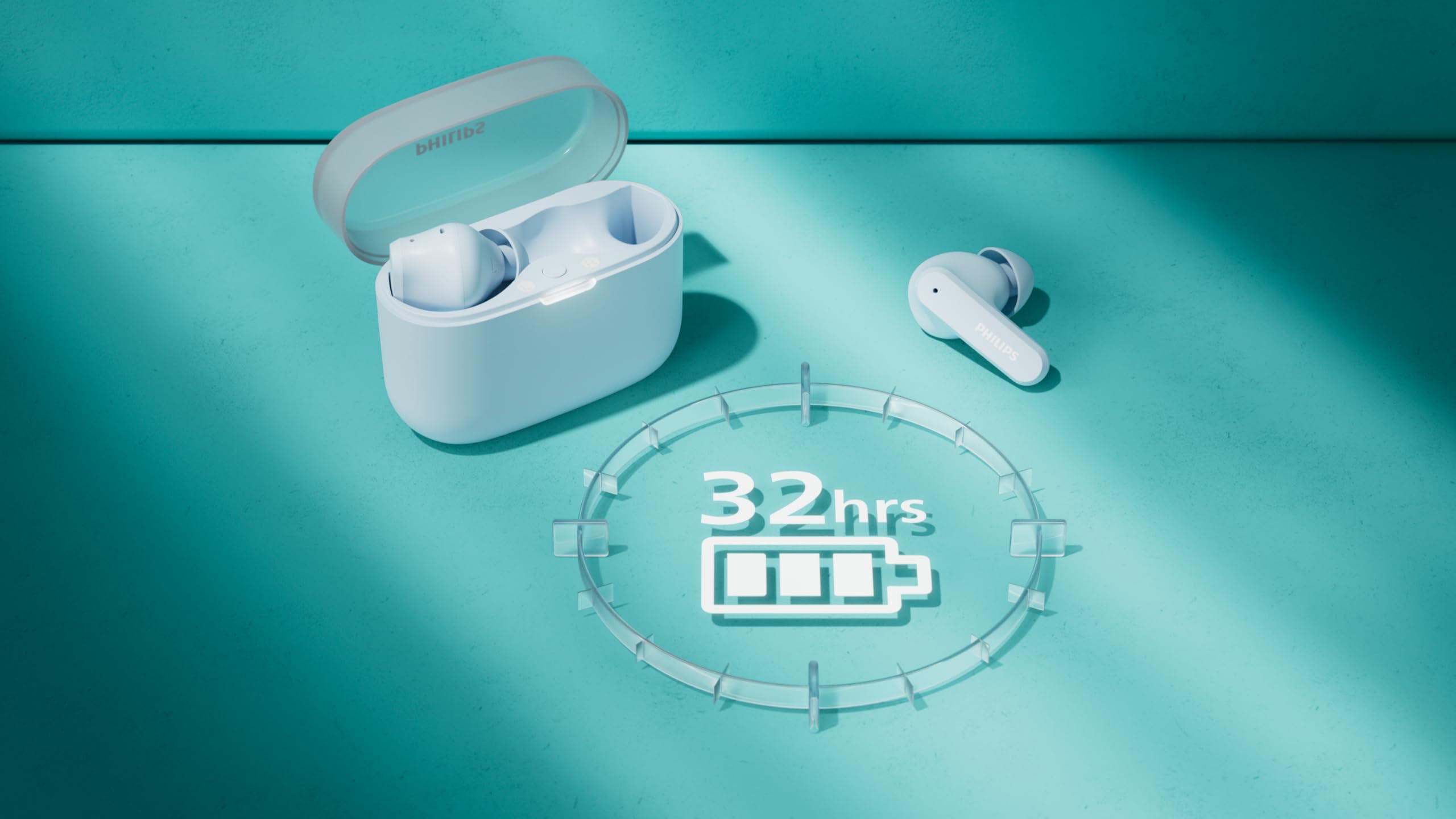 Philips T2000 True Wireless Earbuds, Bluetooth 5.4 Headphones with 4-Mic Clear Calls, Dynamic Bass Boost, 32H Playtime, USB-C Fast Charge, Water Resistant, Multipoint Connection, Touch Control – Blue thumbnail 4