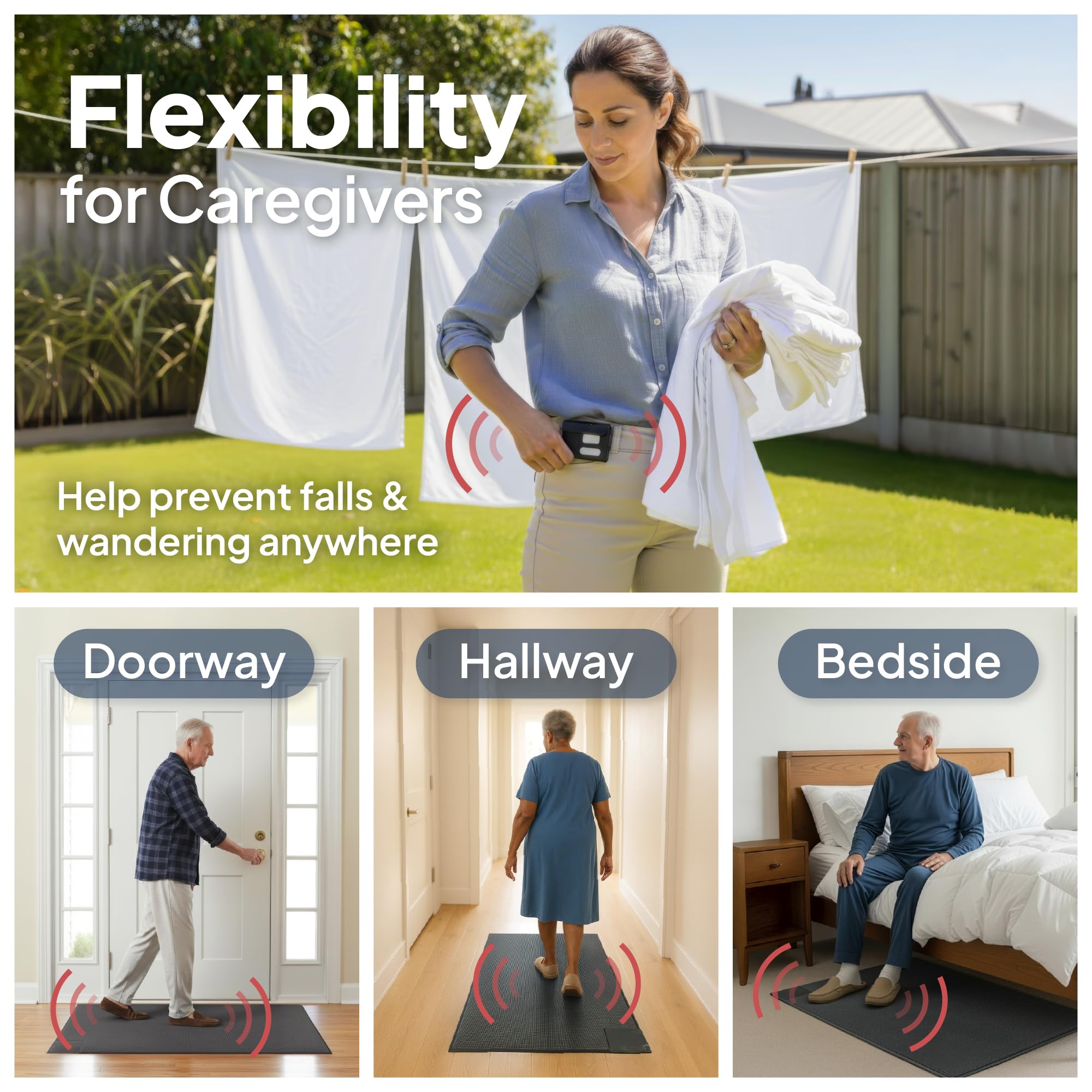 Smart Caregiver Floor Mat Alarm and Pager System - Includes Wireless Pager That Alerts When Someone Steps on The Durable 24in x 48in Floor Mat Sensor thumbnail 5