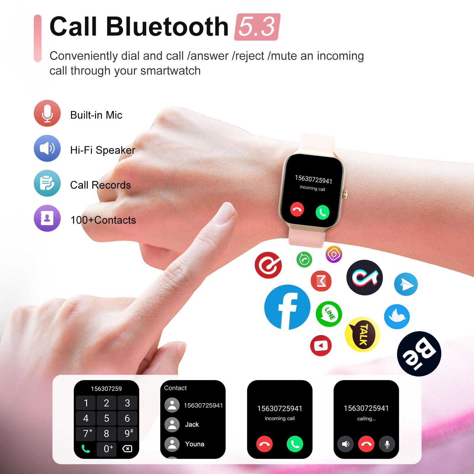 Smart Watch for Men Women Answer/Make Calls, 1.96" HD Fitness Watch with 113+ Sports, Heart Rate Monitor Sleep Monitor Activity Trackers with Step Counter, IP68 Waterproof, Smartwatch for Android/iOS thumbnail 2