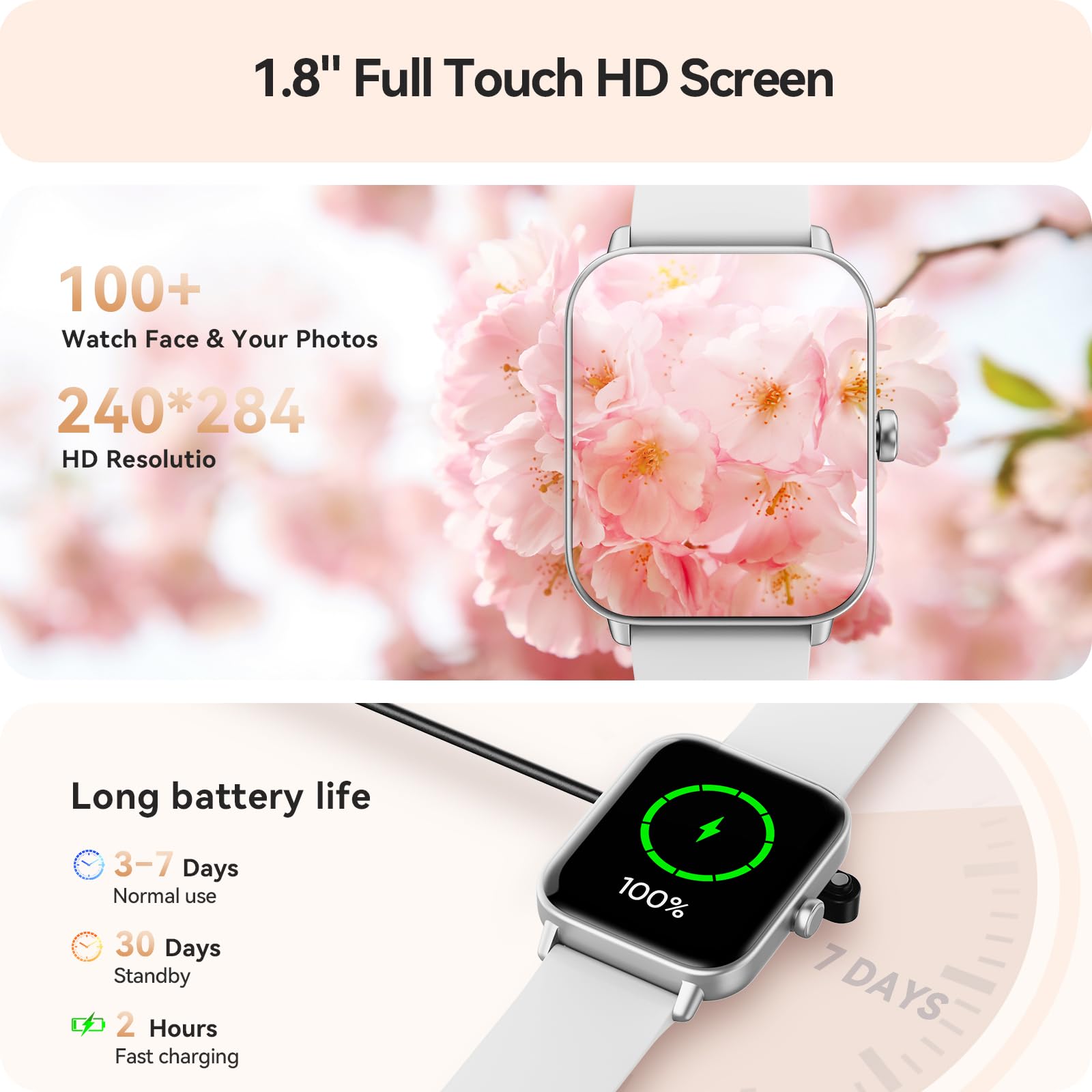 Smart Watch for Women Android &amp; iPhone, Alexa Built-in, IP68 Waterproof Activity Fitness Tracker with Bluetooth Call (Answer/Make), 1.8" Smartwatch with Heart Rate/SpO2/Sleep Monitor, 100+ Sports Mode thumbnail 5