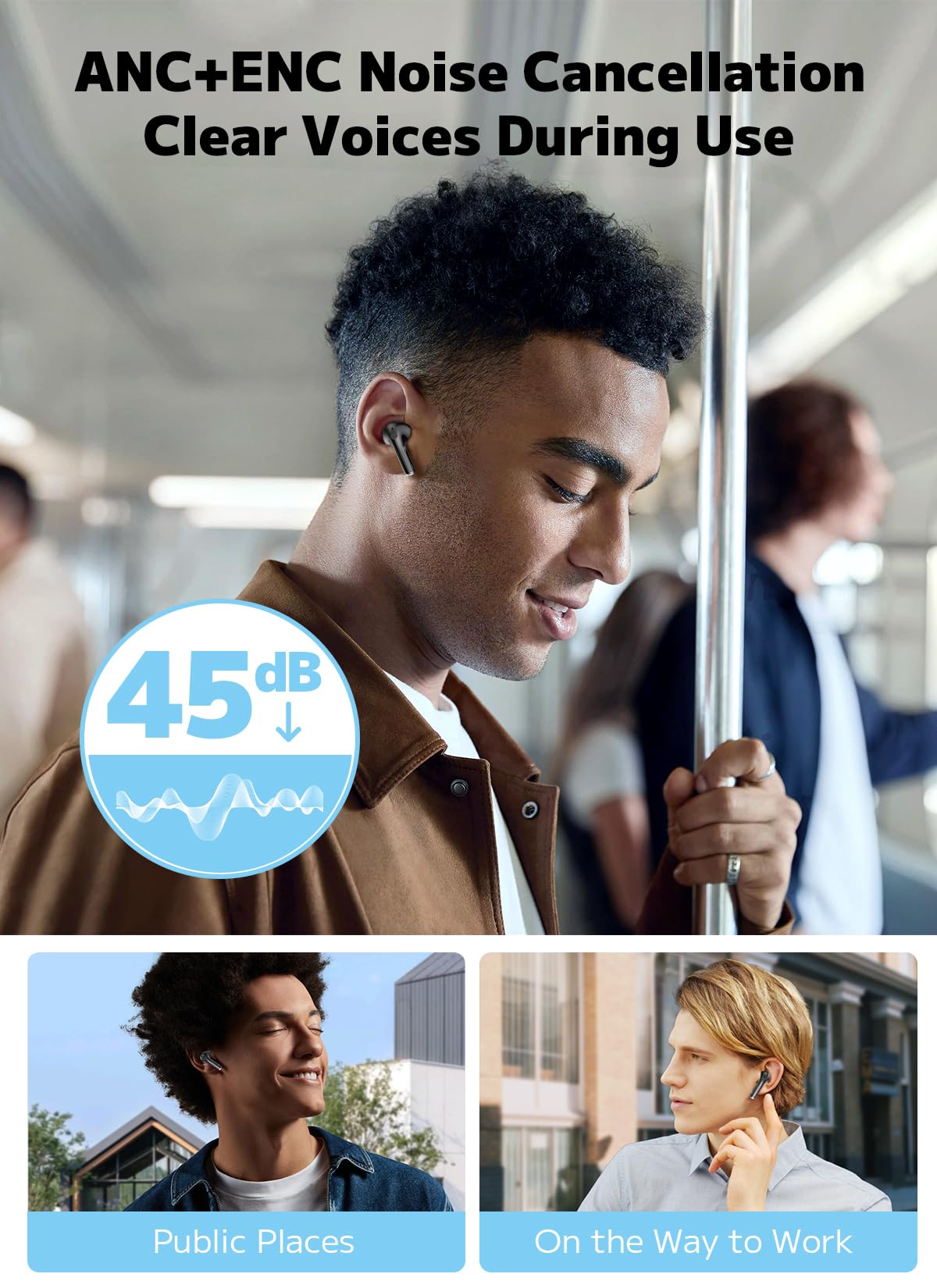 Szwdo Wireless Earbuds, Bluetooth 5.4 Ear Buds with Smart Touchscreen Case, ENC Noise Cancelling Headphones with 48H Playtime, Bass Stereo Sound, Compatible with iPhone Air/17/16/15/14/Android, Pad thumbnail 4