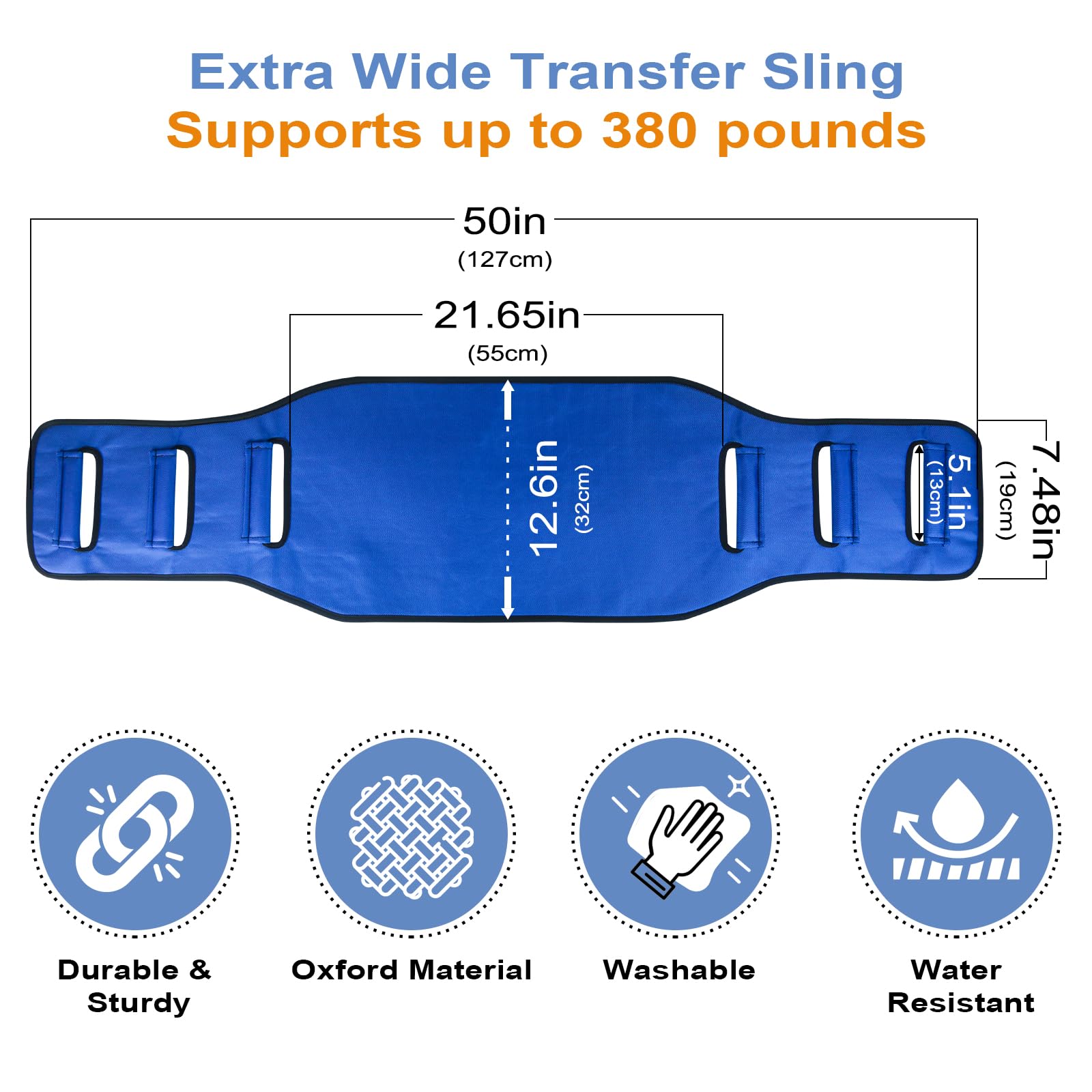 Transfer Sling, Transfer Belt Gait Belts for Seniors, Heavy Duty Patient Lift Belt, Lift Sling Mobility Standing and Lifting Aid for Disabled, Elderly, Injured- Safely Move from Bed and Wheelchair thumbnail 2