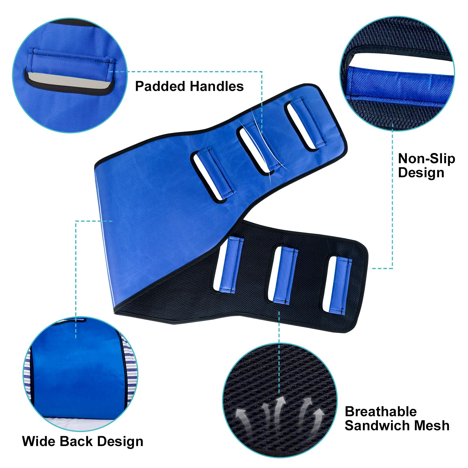 Transfer Sling, Transfer Belt Gait Belts for Seniors, Heavy Duty Patient Lift Belt, Lift Sling Mobility Standing and Lifting Aid for Disabled, Elderly, Injured- Safely Move from Bed and Wheelchair thumbnail 3