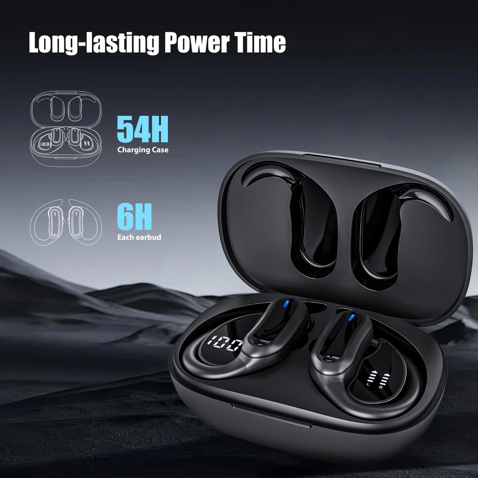 TRAUSI Wireless Earbuds, Bluetooth 5.4 Headphones, True Wireless Stereo Earphones with Noise Cancelling Mic, IPX7 Waterproof, Comfort Fit and Fast Charging Ear Buds (Black) thumbnail 3