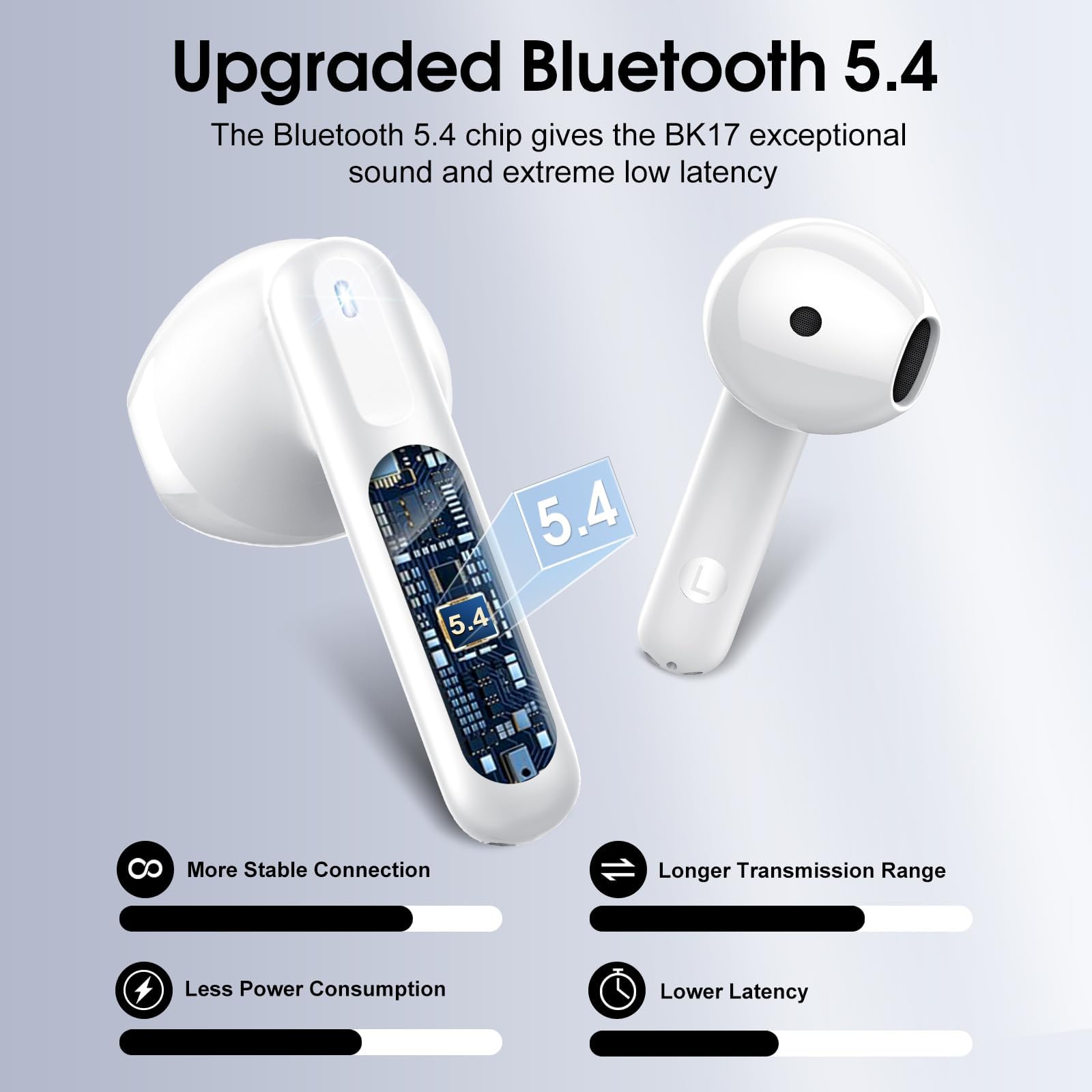 Wireless Earbuds, Bluetooth 5.4 Headphones with 3D Bass Stereo, Bluetooth Earbuds with 4 ENC Noise Cancelling Mic, 40H Ultralight In-Ear Buds USB-C LED, IP7 Waterproof Earphones for Android iOS, Rose thumbnail 3