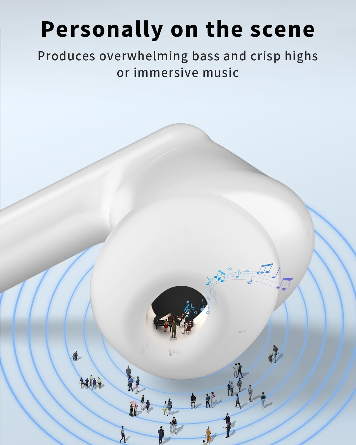 Wireless Earbuds, Bluetooth 5.4 Headphones with 50H Playback, Deep Bass Stereo Ear Buds Clear Calls with LED Power Display, IPX7 Waterproof, in-Ear Earphones with Mic for Phone/Android/iPad, Black thumbnail 5