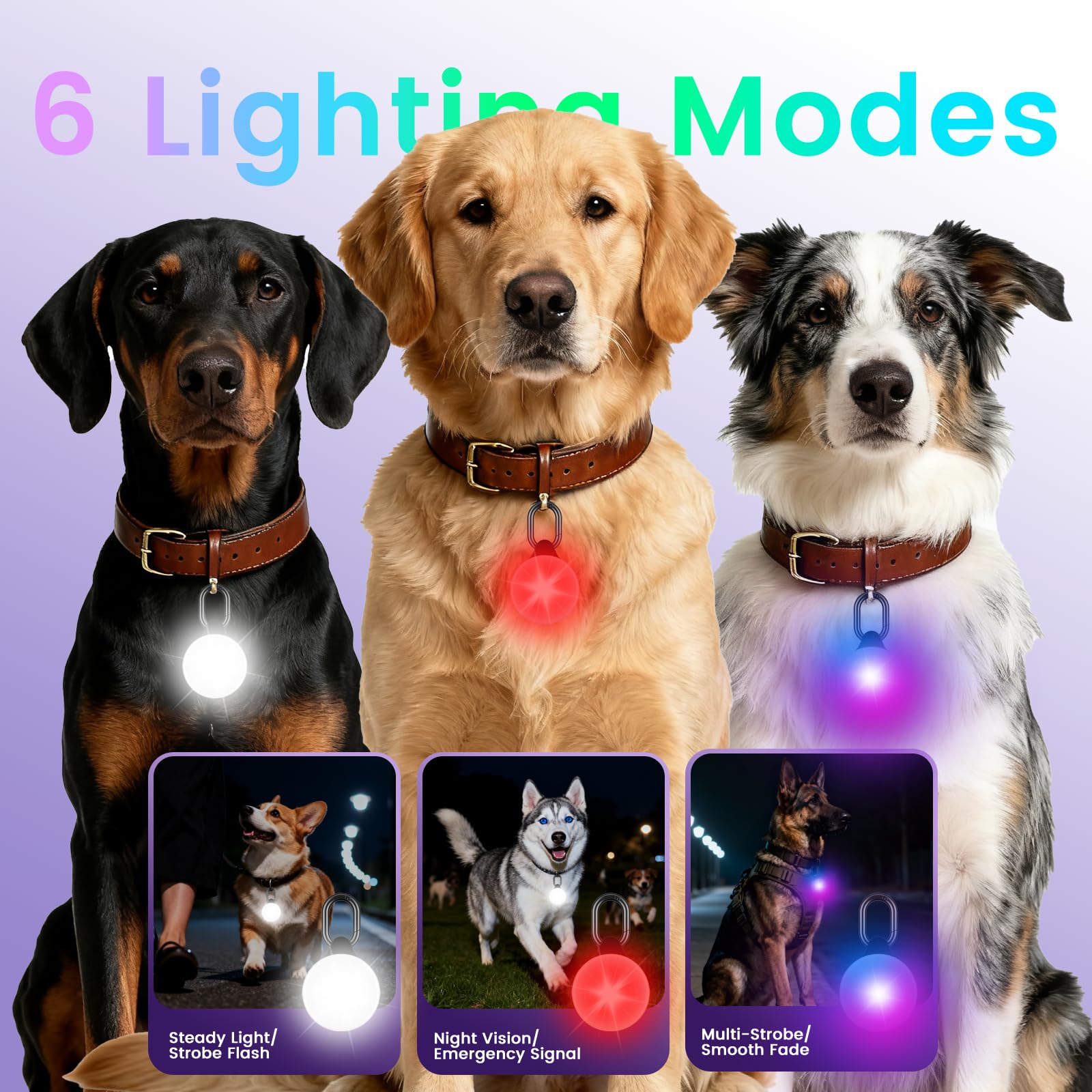 2-in-1 GPS Tracker &amp; Dog Light - Smart Tracking Pet LED Light for iOS Only - Rechargeable IP68 Waterproof Dog Collar Light with 6 Modes for Night Walking - Works with Apple Find My, No Subscription thumbnail 4