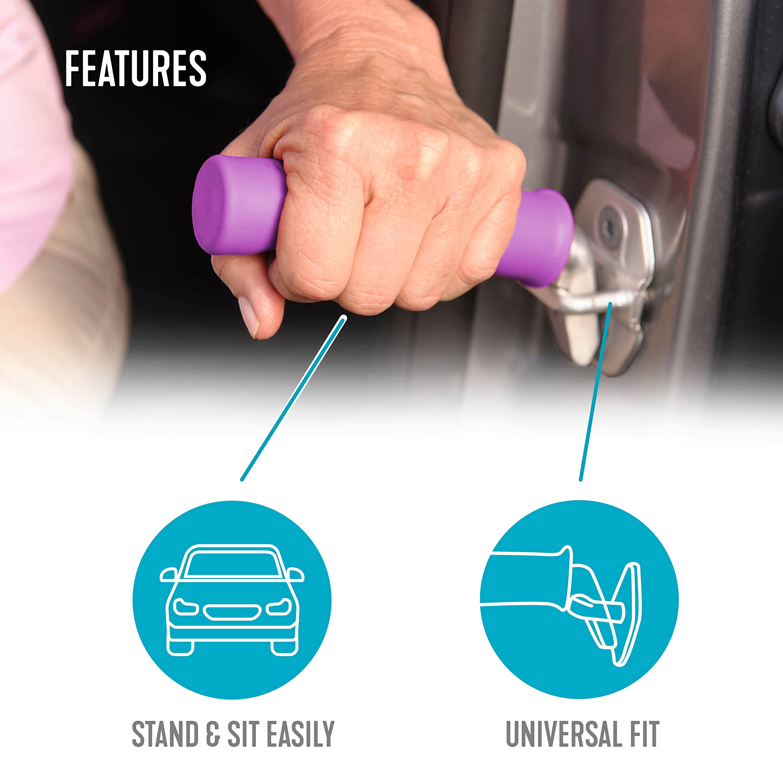 Able Life Vehicle Support Handle and Mobility Aid, Portable Car Assist Grab Bar for Sit-to-Stand Assistance, Ideal for Seniors and Adults, Durable Door Handle Support with Ergonomic Design thumbnail 5