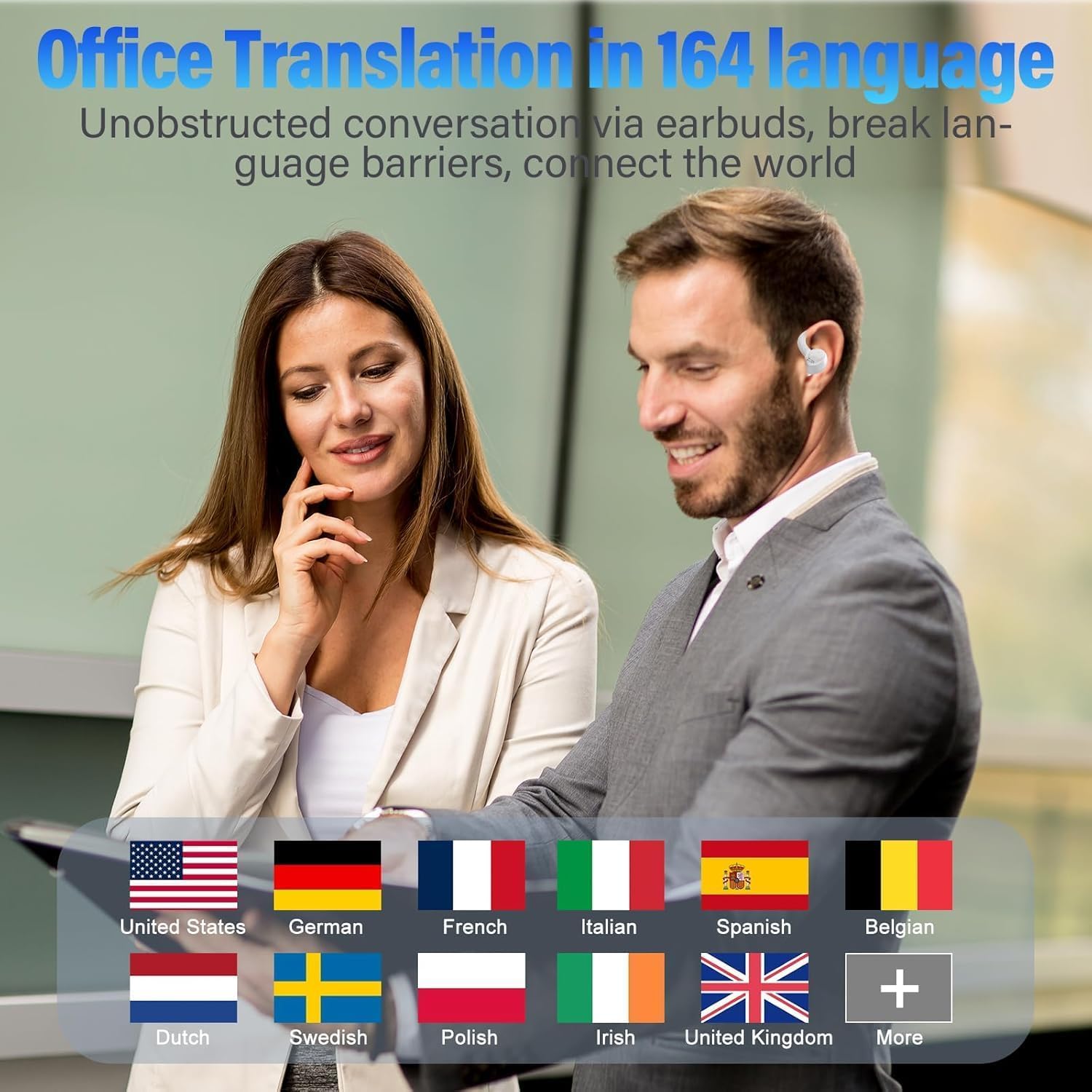 AI Translation Earbuds Real Time, 164 Language Translator Earbuds, 3-in-1 Bluetooth 5.4 Translation Headphones with 5 Translation Modes, 48H AI Ear Buds Translator Device for Business/Travel/Learning thumbnail 2