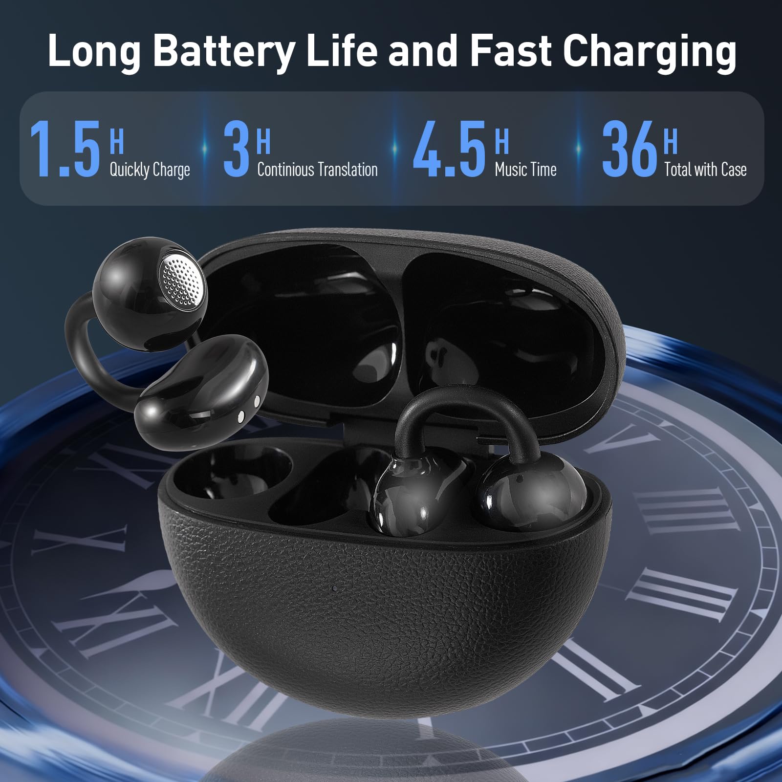 AI Translation Earbuds Real Time,Languages &amp; Accents Translator Earbuds, Translator Device with APP for Travel Learning Business,iOS/Android Compatible-White thumbnail 4