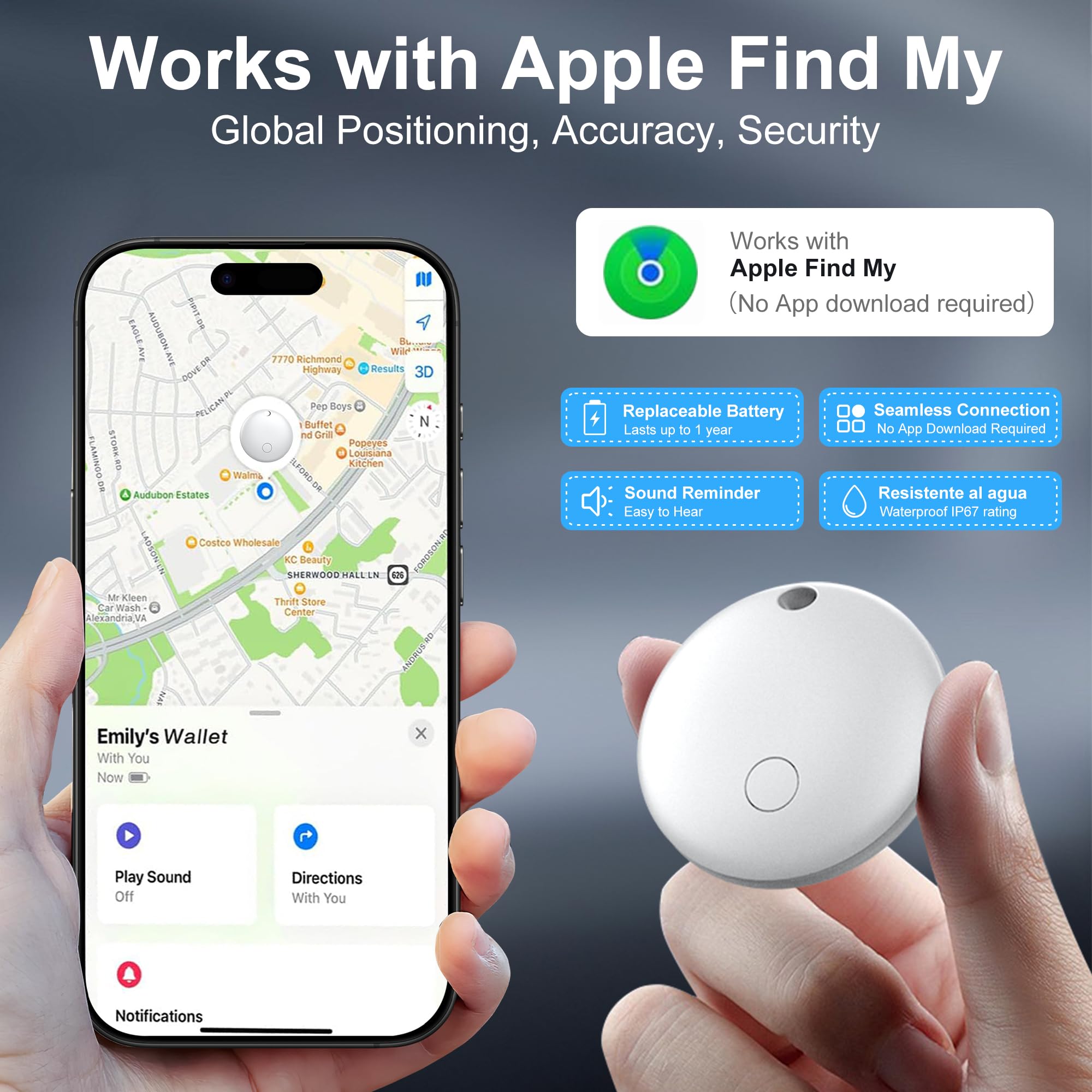 Air Tracker Tags-4 Pack, Smart Trackers, Item Locator Tags Works with Apple Find My | iOS Only | 4 Different Cases | Replaceable Battery | Water-Resistant | Item Finder for Key, Luggage,Backpack,Bike thumbnail 2