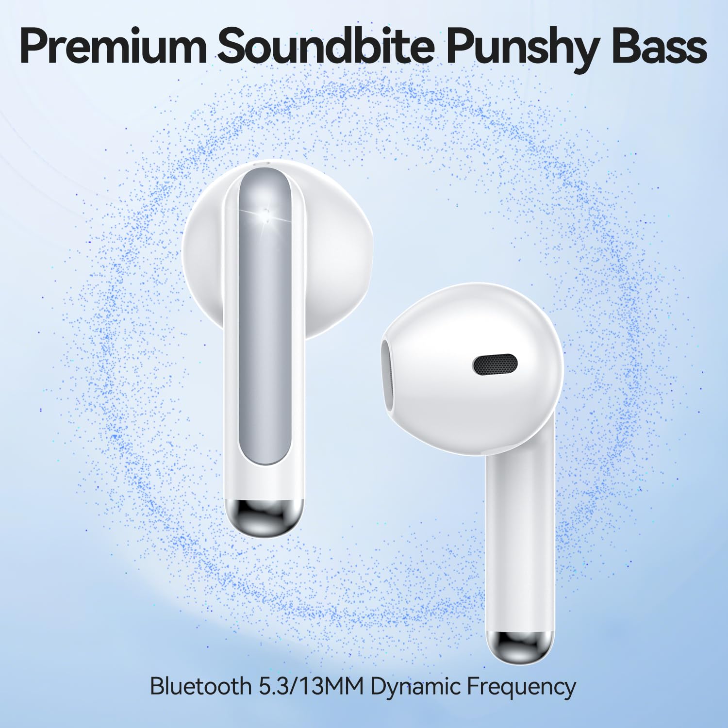 BHNYBWUL Wireless Earbuds, Bluetooth 5.3 Headphones Deep Bass Stereo Sound with ENC Noise Cancellation Wireless Headphones with 50H Playback and LED Display, IPX7 Waterproof Ear Buds White thumbnail 2