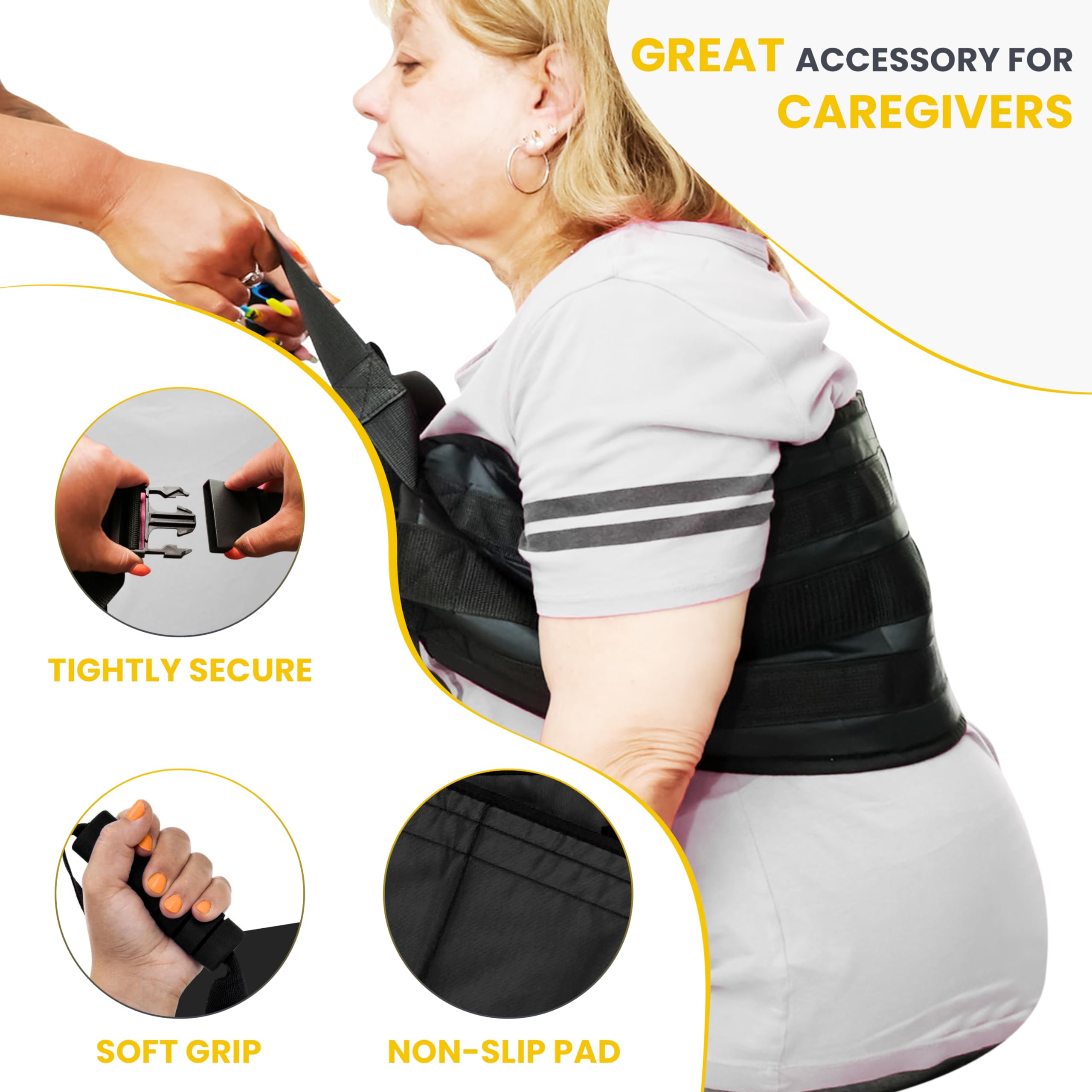 Breffis 35 Inch Transfer Sling For Elderly and Disabled - Lift Assist for Elderly, Gait Belt For Seniors, Patient Lift Mobility Equipment For Elderly, Transfer Belt Lifting Strap for Bedridden Injured thumbnail 4