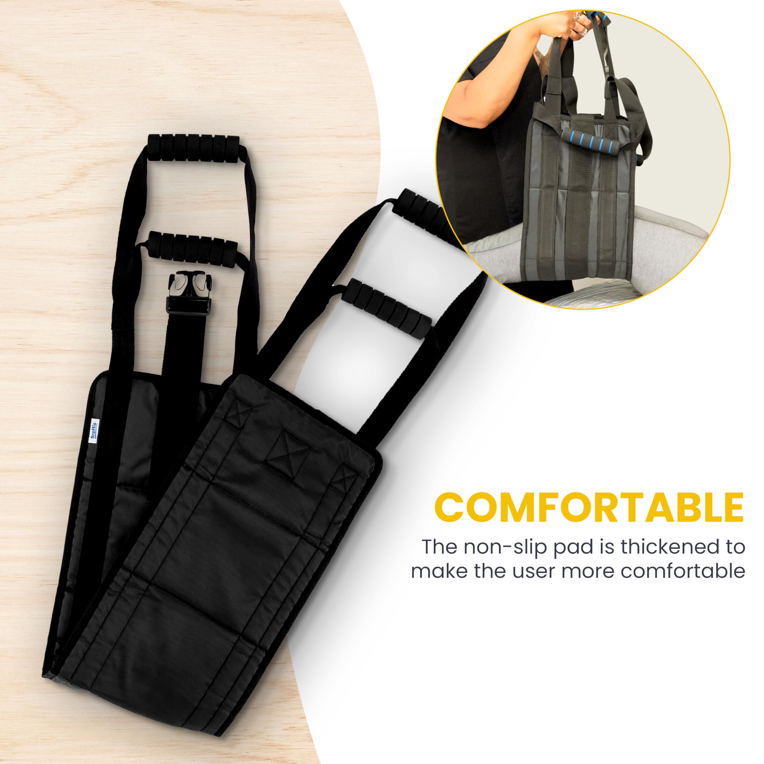 Breffis 35 Inch Transfer Sling For Elderly and Disabled - Lift Assist for Elderly, Gait Belt For Seniors, Patient Lift Mobility Equipment For Elderly, Transfer Belt Lifting Strap for Bedridden Injured thumbnail 5
