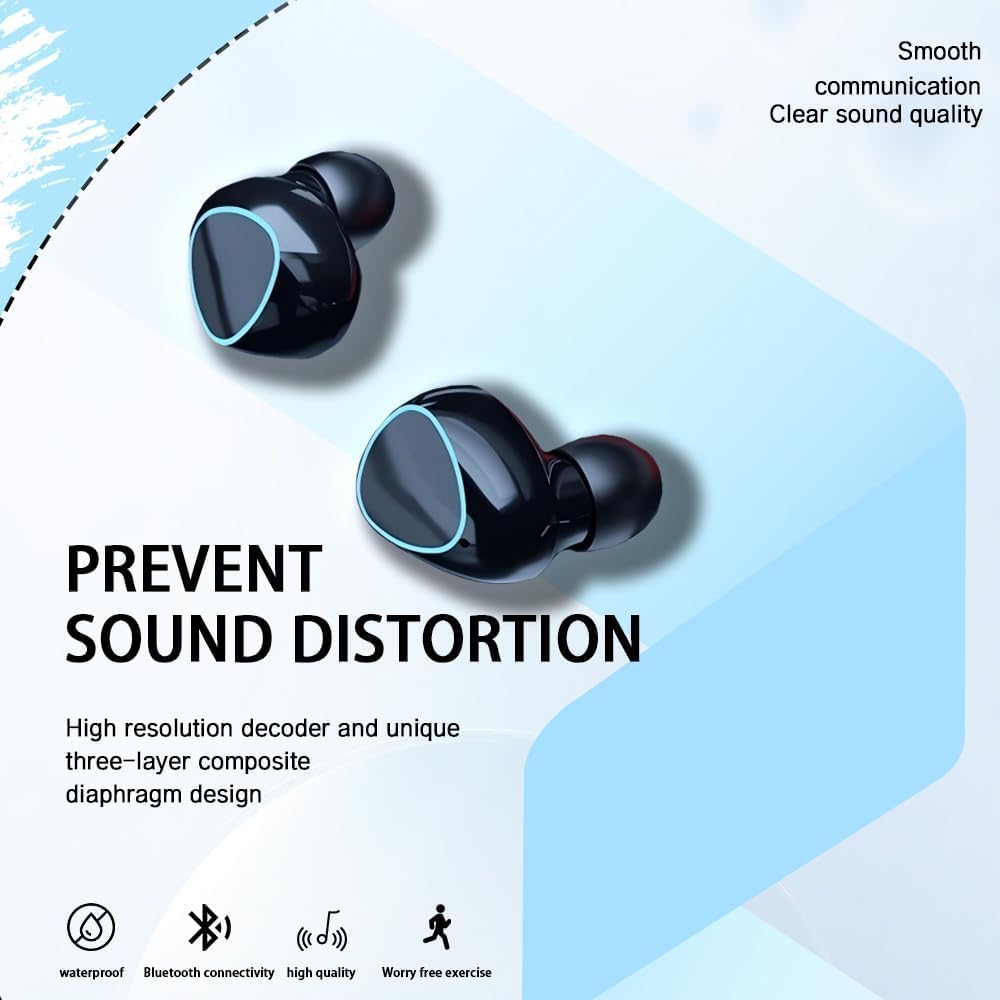 DCBCODGAL Wireless Earbuds, Bluetooth 5.3 Ear Buds LED Power Display Headphones 30H Playtime Stereo Earbuds with Comfort Lightweight in Ear Earphones for Workout/Running thumbnail 3