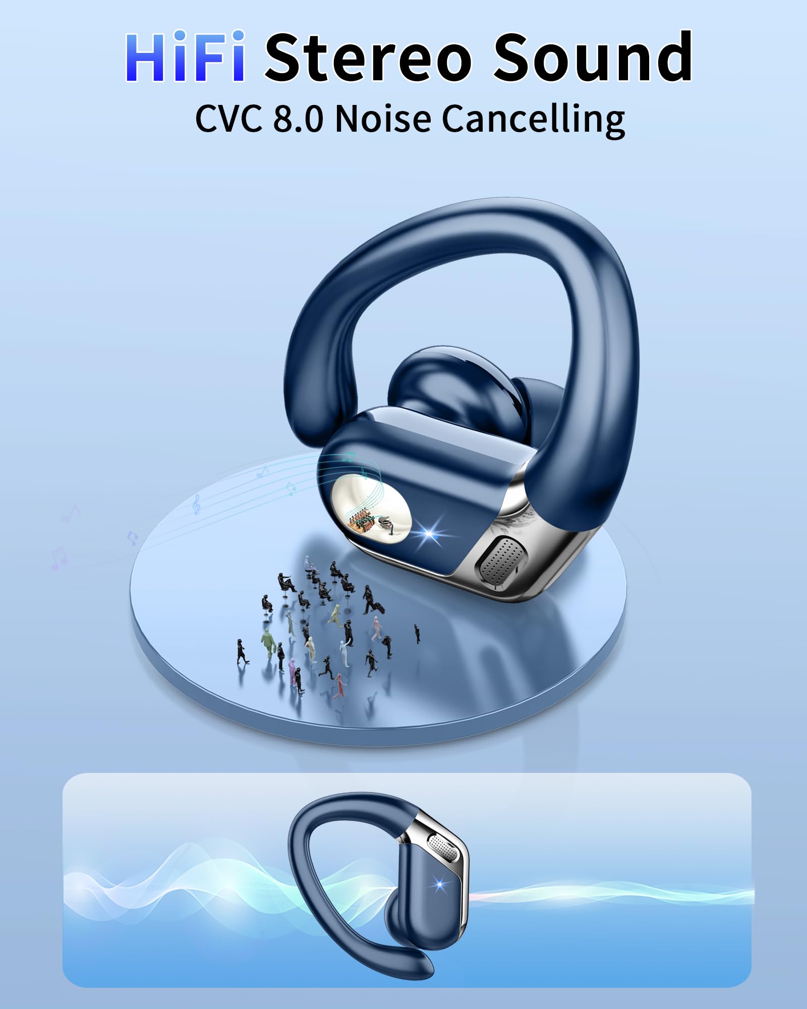 Ear buds Wireless Earbuds, Bluetooth 5.4 headphones Sport 2025 Noise Cancelling, Running Headphones 50 Hrs, Over Ear Earbuds with Ear Hooks, Bluetooth Earphones with Mic/IP7 Waterproof for Android iOS thumbnail 4