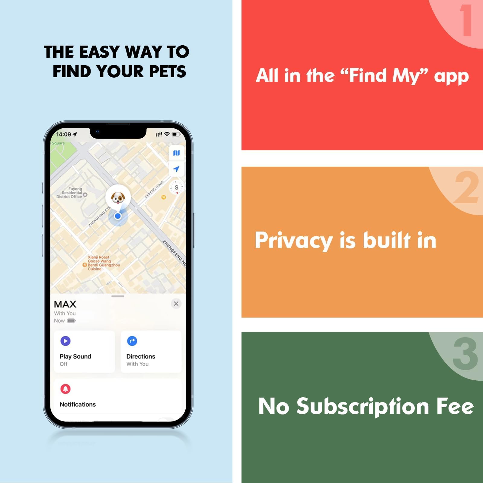 GPS Tracker for Dogs, 2 in 1 Pet Tracking Smart Collar (Only iOS), No Monthly Fee GPS Tracker Dog Collar, Real-time Location Comfortable PU Tracker Tag for Small, Medium Large Dogs(Locator Included) thumbnail 2