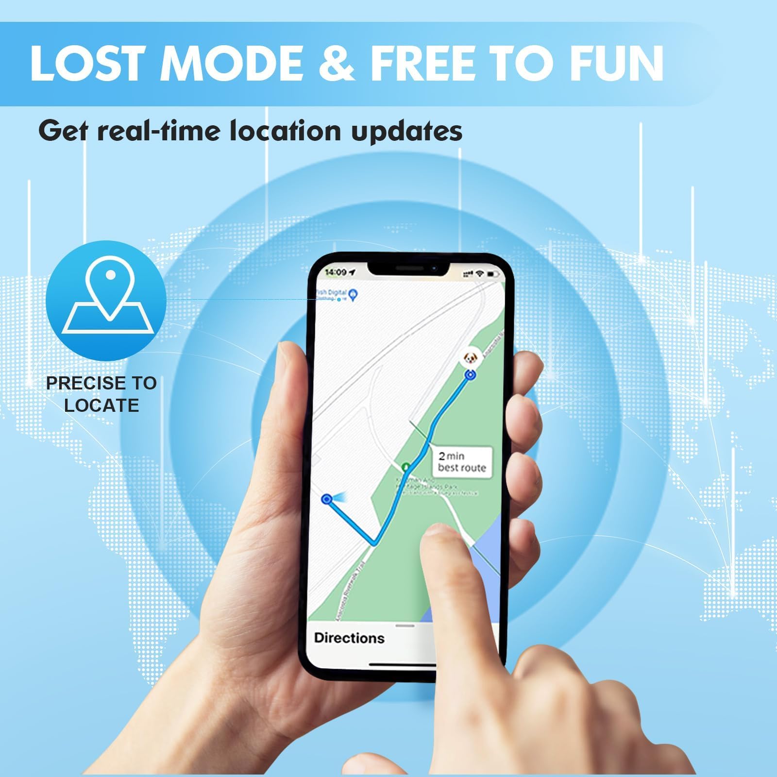 GPS Tracker for Dogs, 2 in 1 Pet Tracking Smart Collar (Only iOS), No Monthly Fee GPS Tracker Dog Collar, Real-time Location Comfortable PU Tracker Tag for Small, Medium Large Dogs(Locator Included) thumbnail 4