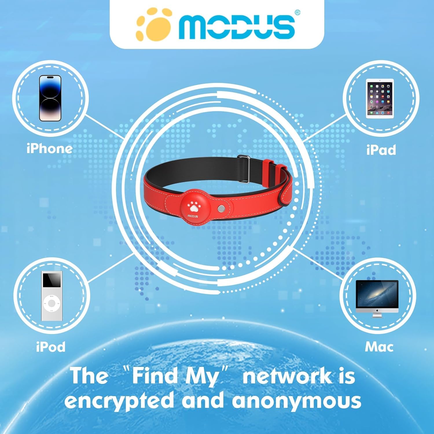 GPS Tracker for Dogs, 2 in 1 Pet Tracking Smart Collar (Only iOS), No Monthly Fee GPS Tracker Dog Collar, Real-time Location Comfortable PU Tracker Tag for Small, Medium Large Dogs(Locator Included) thumbnail 5