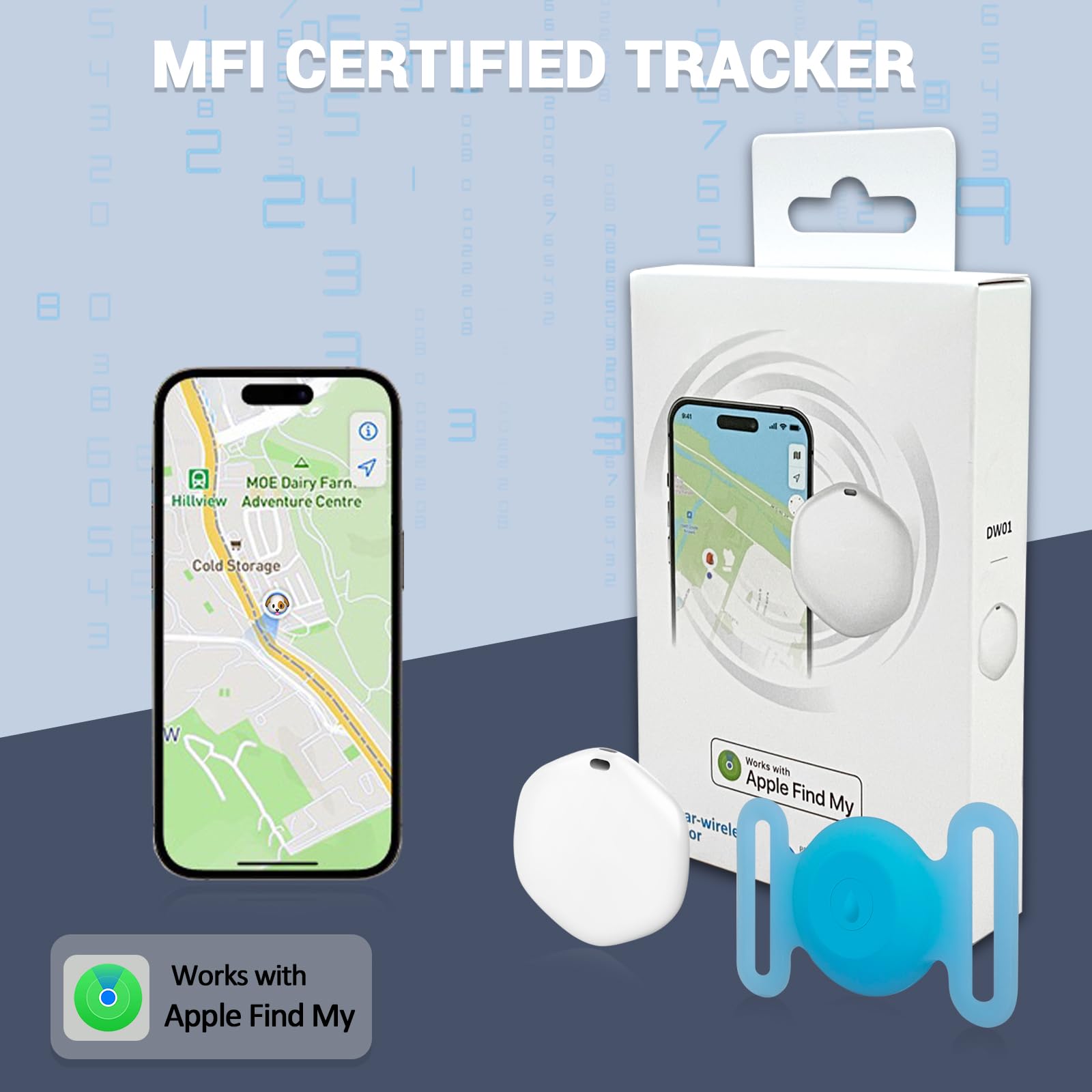 GPS Tracker for Dogs, Mini GPS Pet Tracker with Silicone Cover, IPX8 Waterproof GPS Tracker for Kids,No Monthly Fee,Work with Apple Find My(iOS Only),Dog Tracker Finder Tracker Pets-YGBlue-6 thumbnail 4