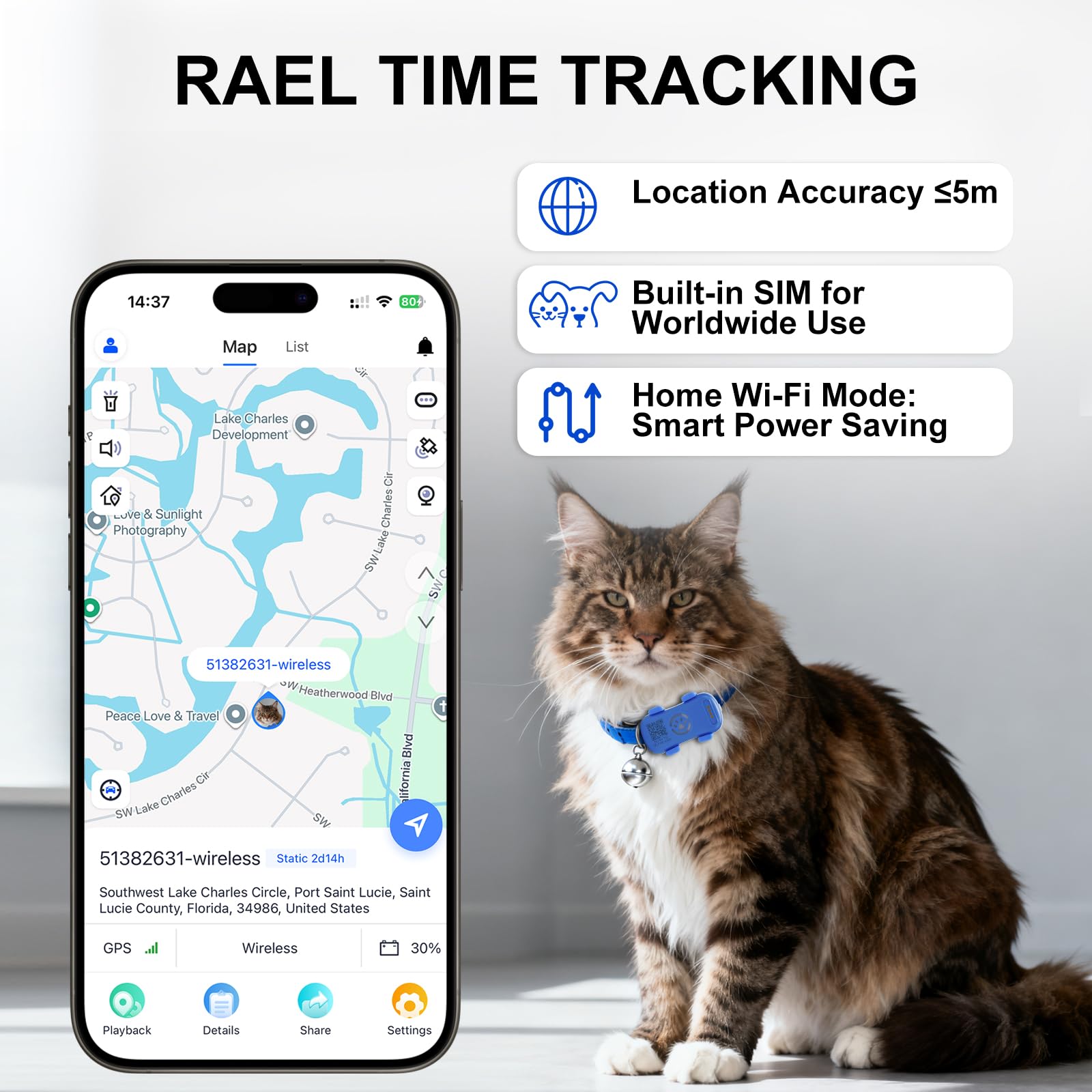 Guardtix GPS Tracker for Dogs &amp; Cats Pet GPS Location Tracker with Smart Alerts &amp; Location History Geo-Fence Real-Time Waterproof iOS &amp; Android Subscription Required thumbnail 5