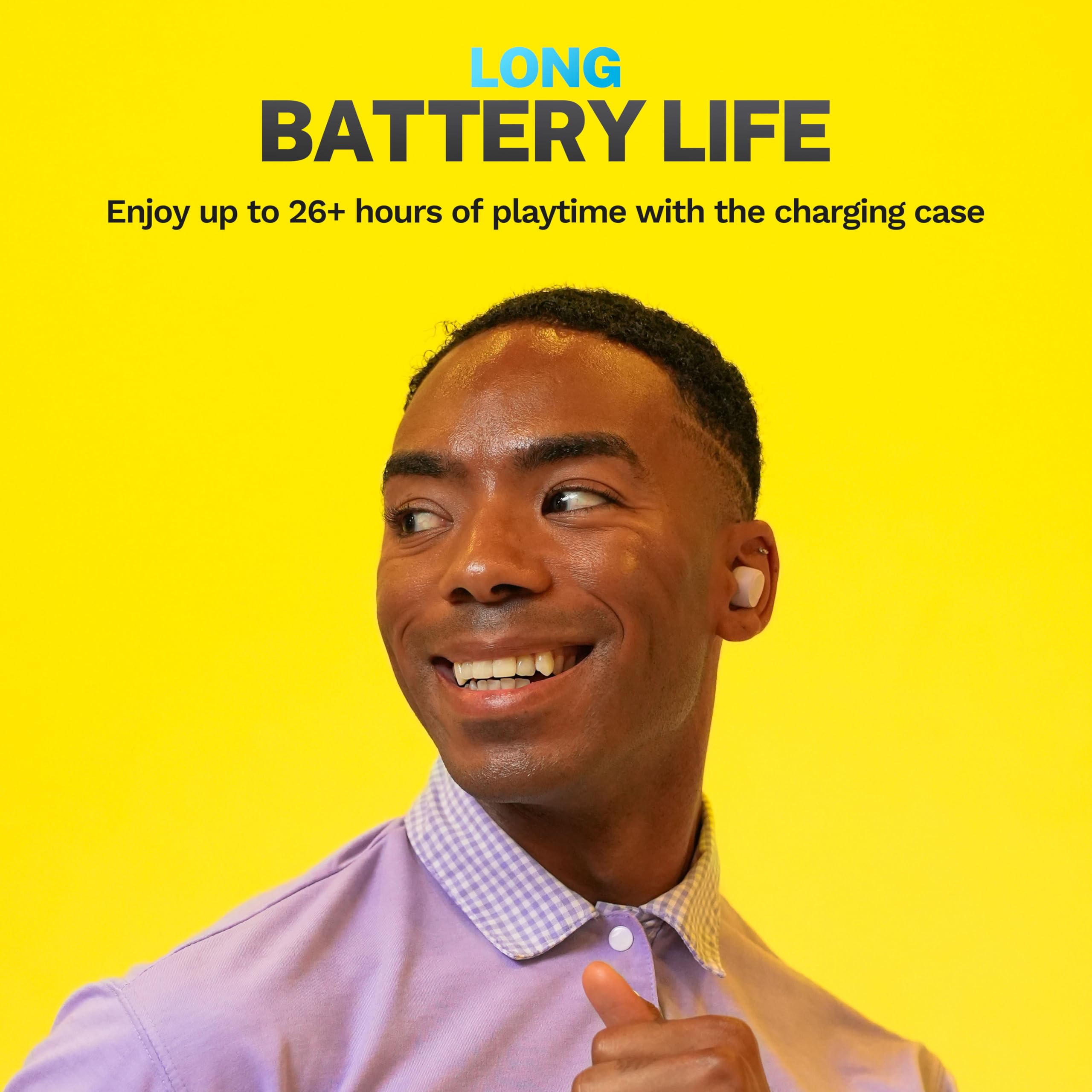 JLab Go Air Pop+ True Wireless Earbuds, in Ear Headphones, Bluetooth Earphones, 35H Playtime Ear Buds, Bluetooth Earbuds with Microphone, USB-C Charging Case, Dual Connect, EQ3 Sound, Black thumbnail 4