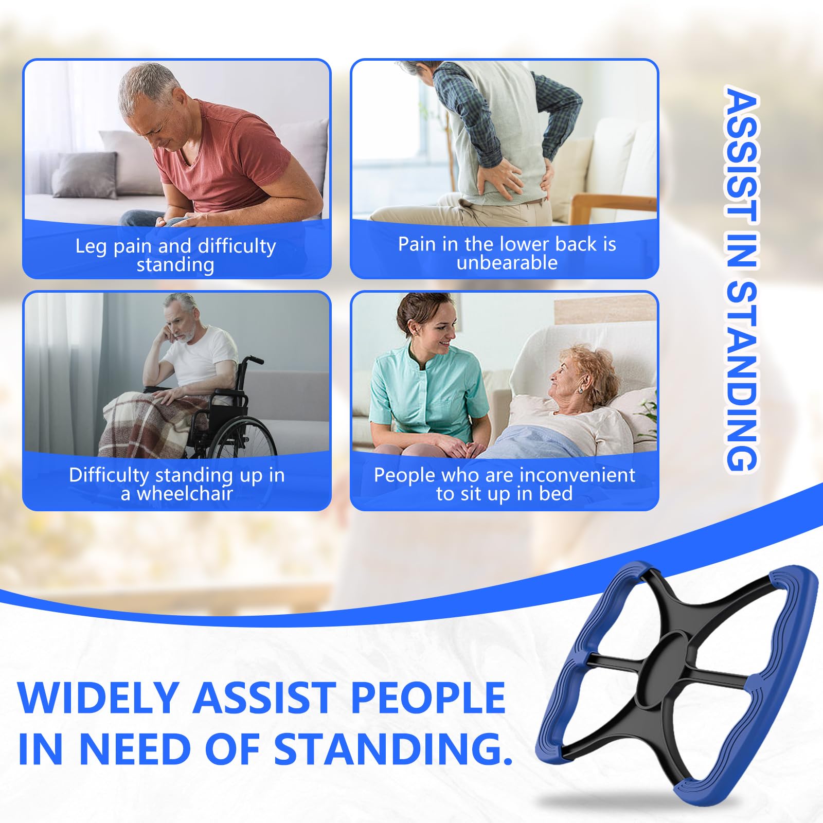 Lift Assist for Elderly,Aids for Disabled and Elderly with No-Slip Grip Handles,Standing Aids &amp; Supports to Transfer Elderly, Senior, Bariatric, Patient Or Disabled,As Seen On Tv(Blue) thumbnail 3