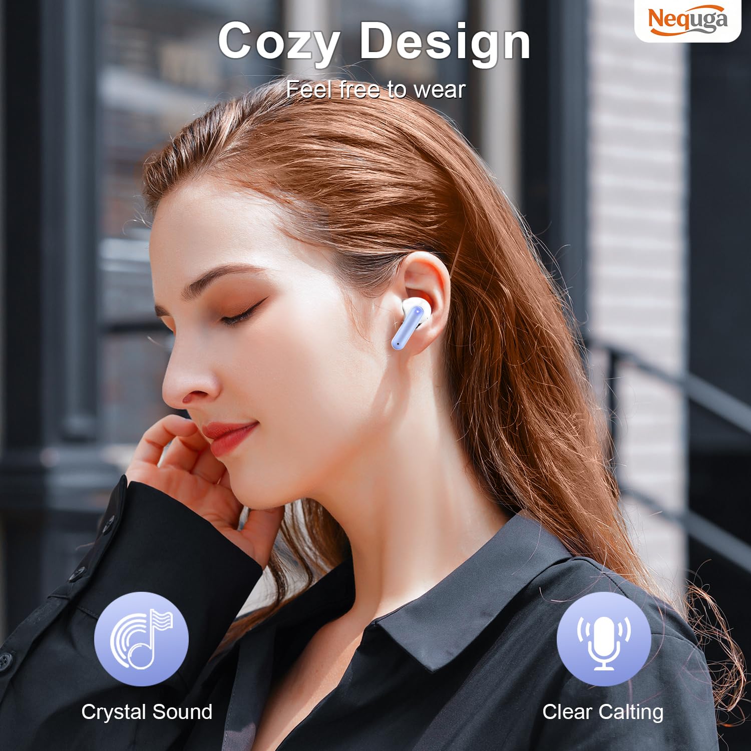 Nequga Wireless Earbuds Bluetooth Headphones, 50H Playtime Ear Buds with Mic, LED Digital Display Charging Case, IPX7 Waterproof, Deep Bass Stereo, in-Ear Earphone for iPhone Andriod Phone thumbnail 4